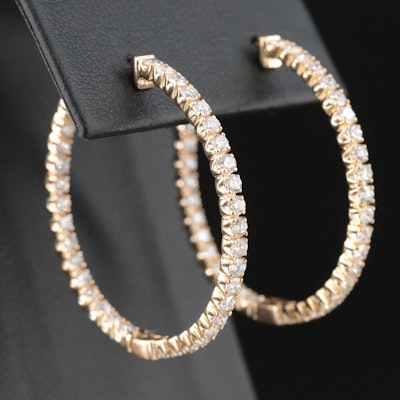 14K 3.04 CTW Diamond Inside-Out Hoop Earrings