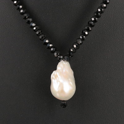 Pearl and Black Onyx Bead Necklace