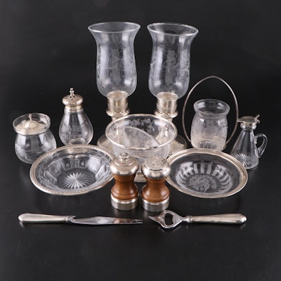 Redlich & Company Sterling Based Candle Holders with Silver Table Accessories