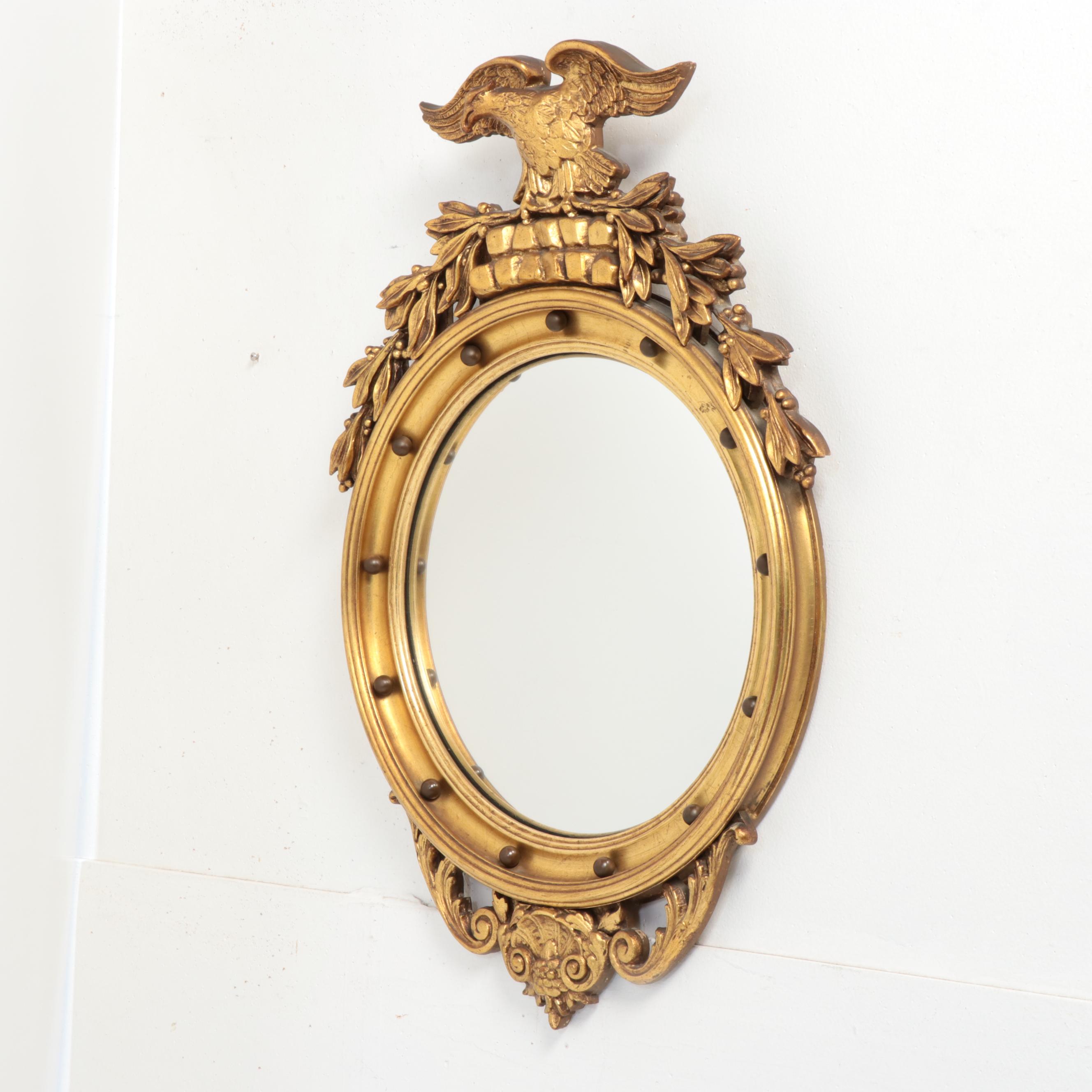 Federal Style Giltwood and Composition Convex Mirror, Early 20th Century