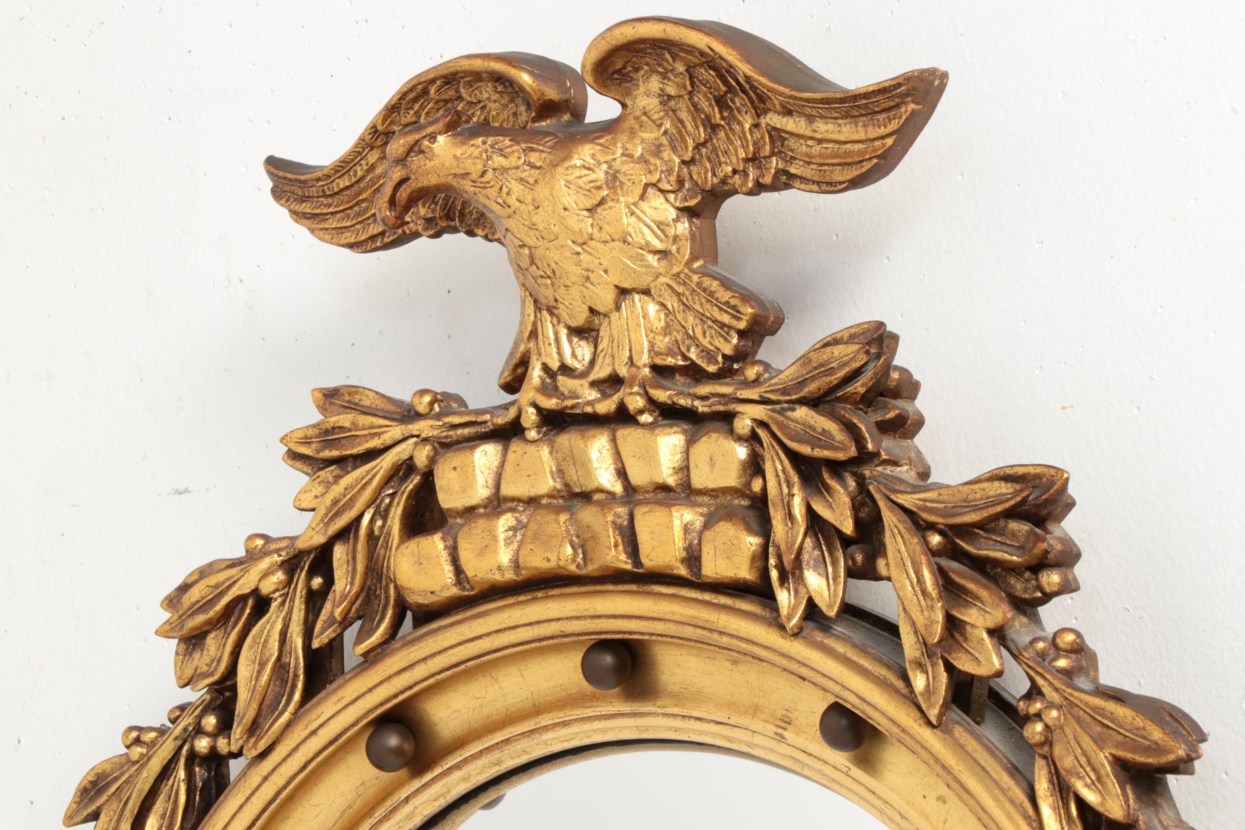 Federal Style Giltwood and Composition Convex Mirror, Early 20th Century