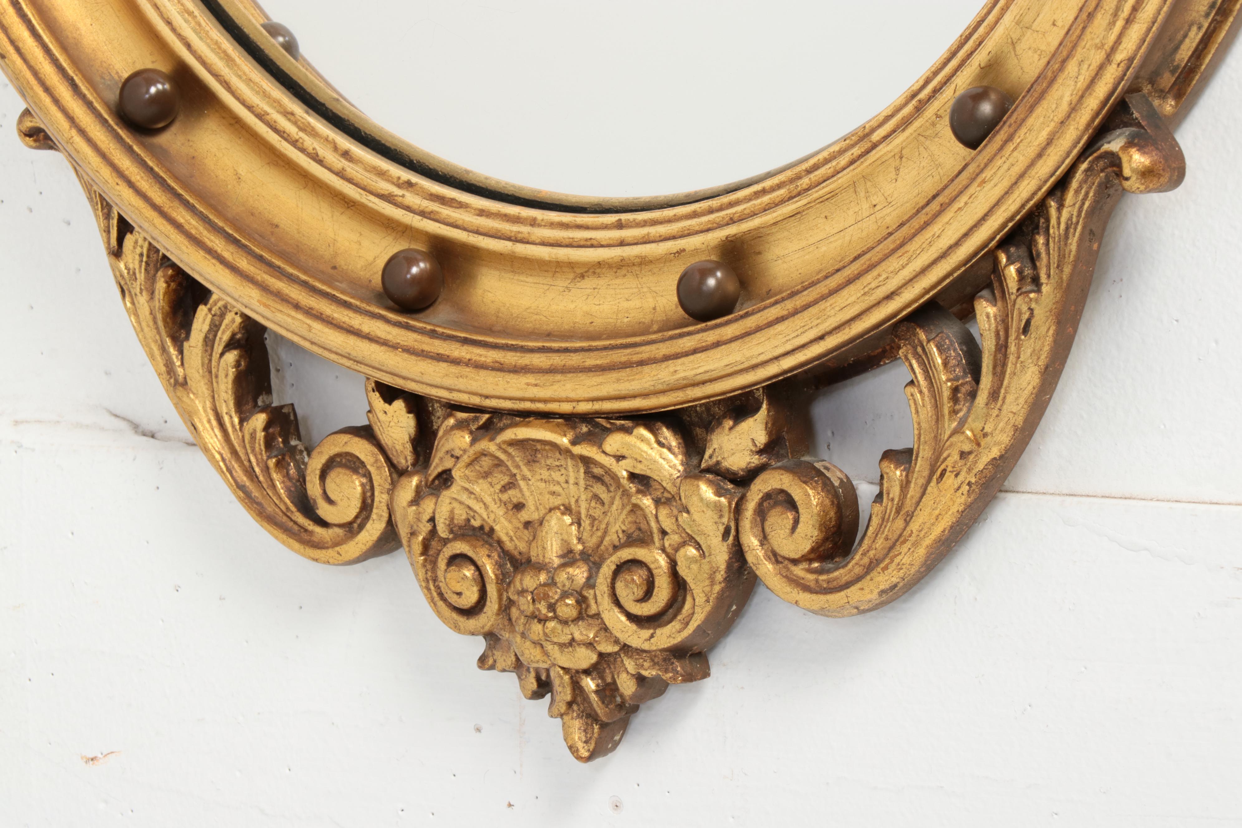 Federal Style Giltwood and Composition Convex Mirror, Early 20th Century
