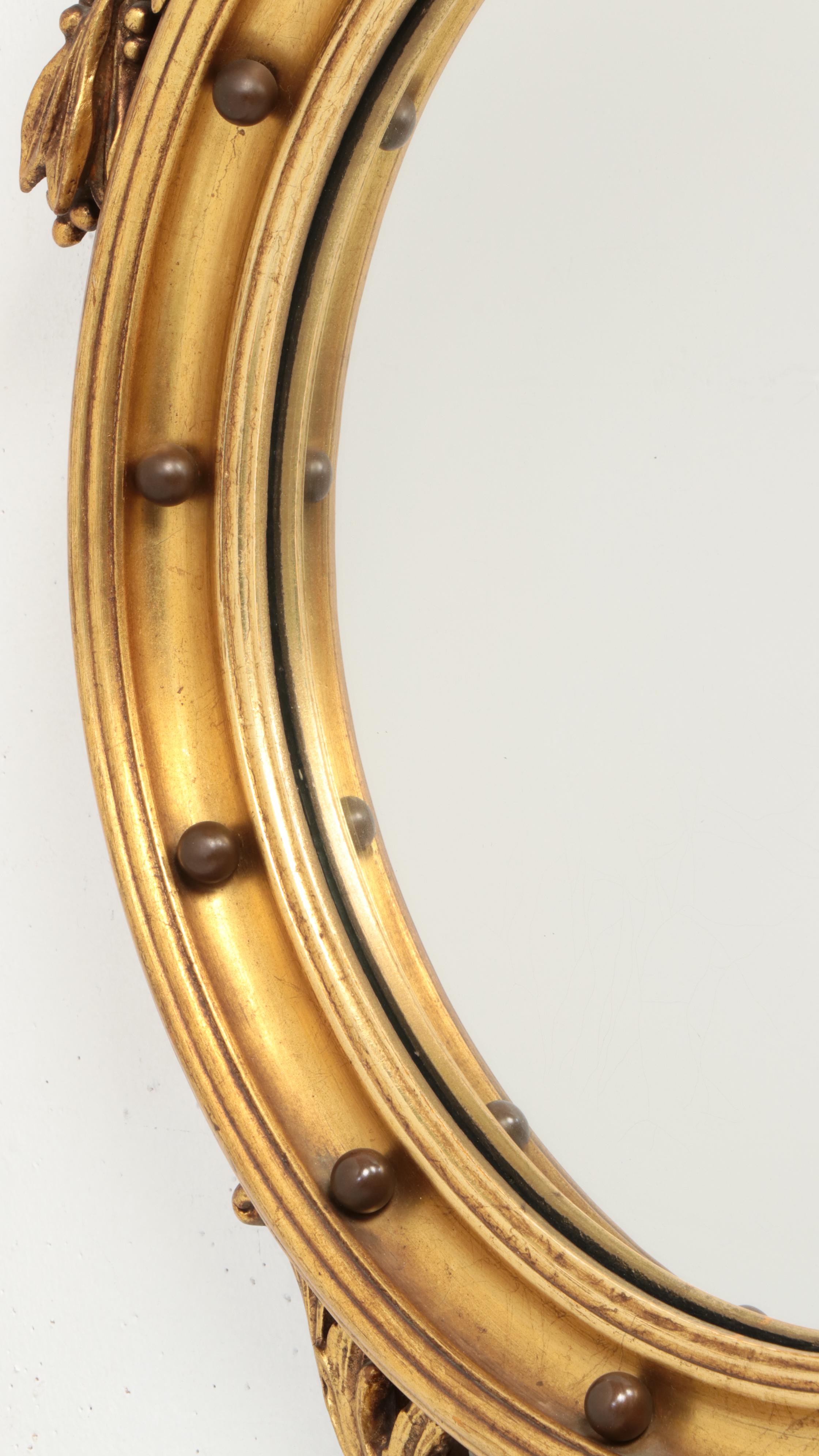 Federal Style Giltwood and Composition Convex Mirror, Early 20th Century