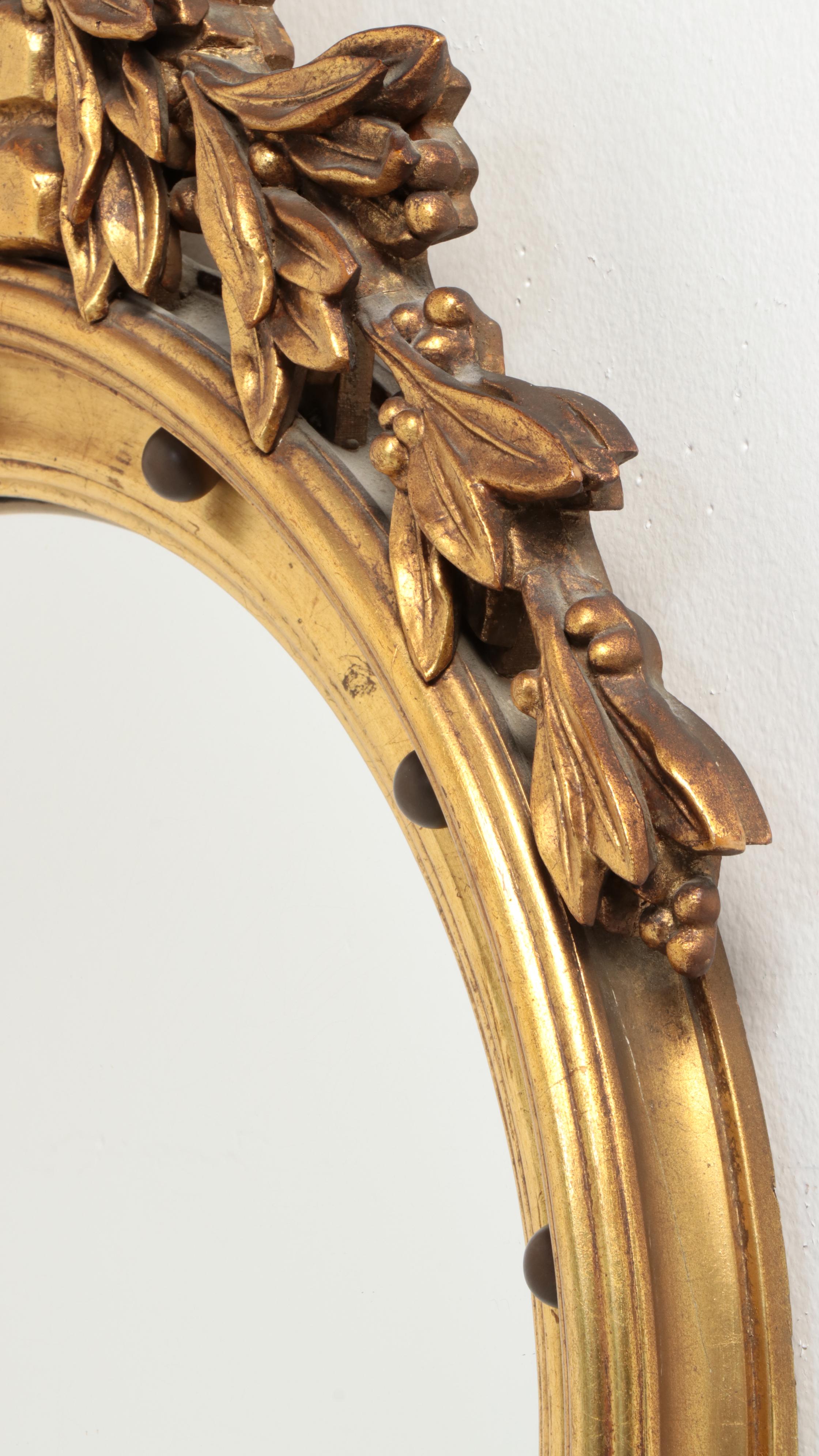 Federal Style Giltwood and Composition Convex Mirror, Early 20th Century