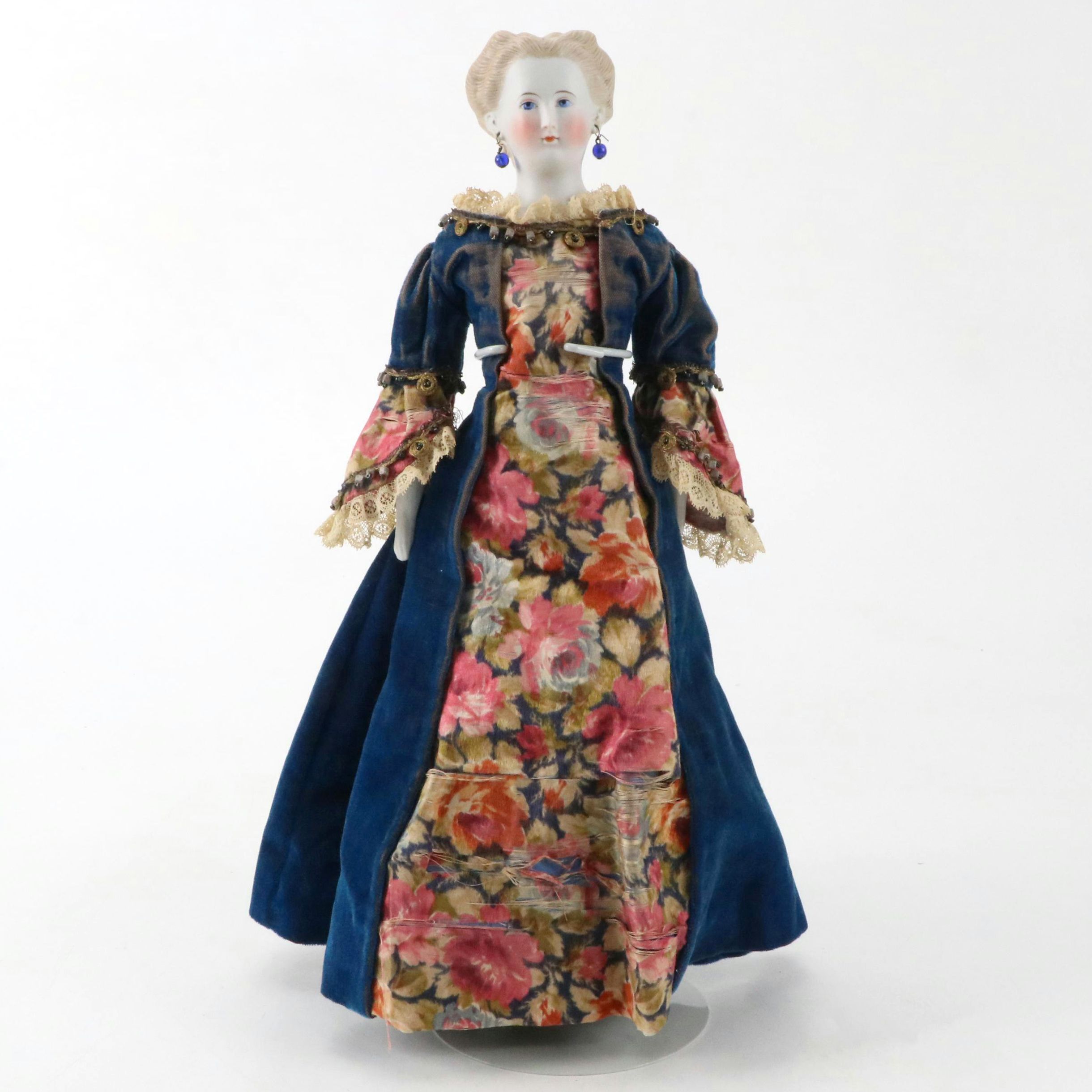 Kling German Tinted Parian with Molded Café au Lait Hair Doll with Pierced Ears