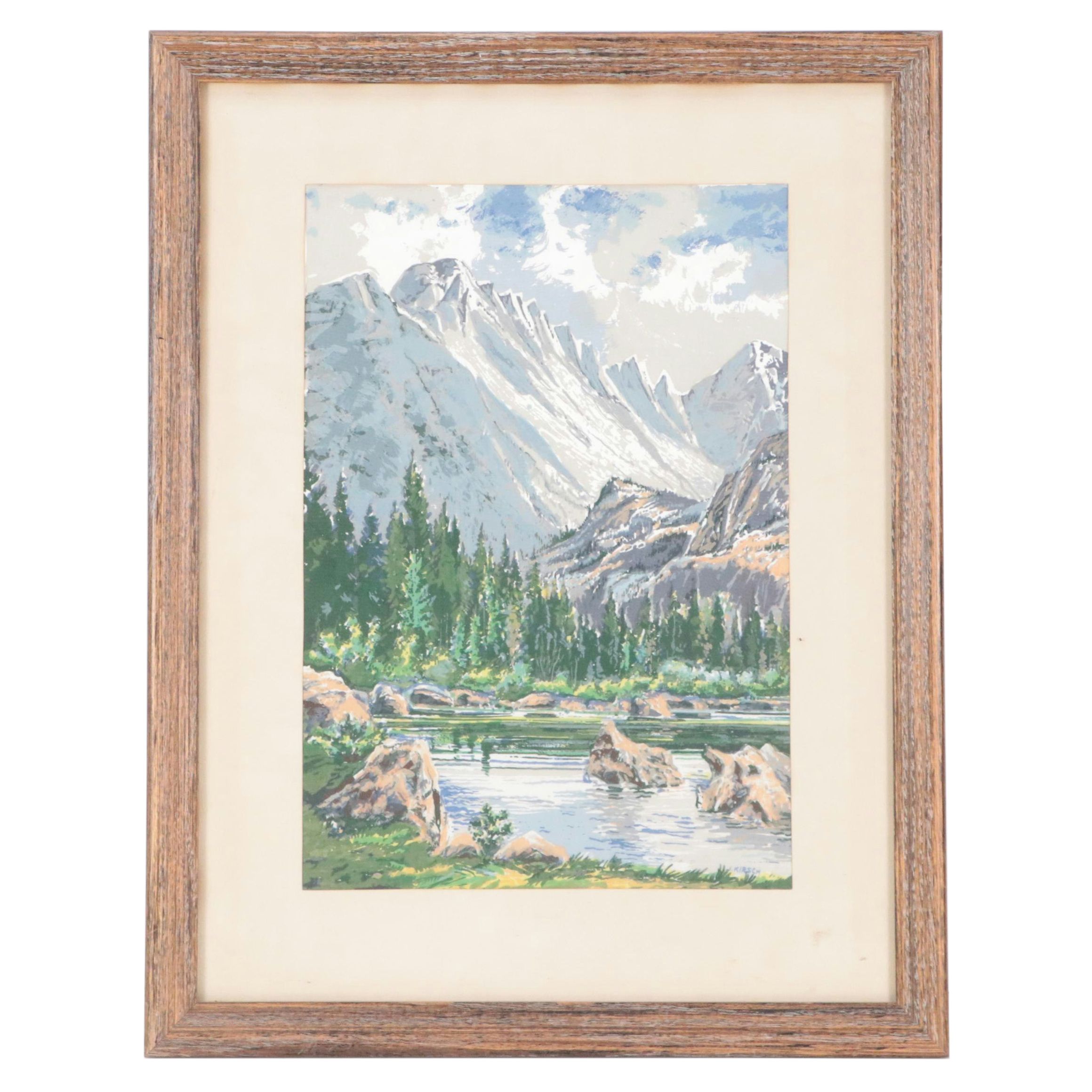 John Kirsch Colorado Mountains Painting on Silk