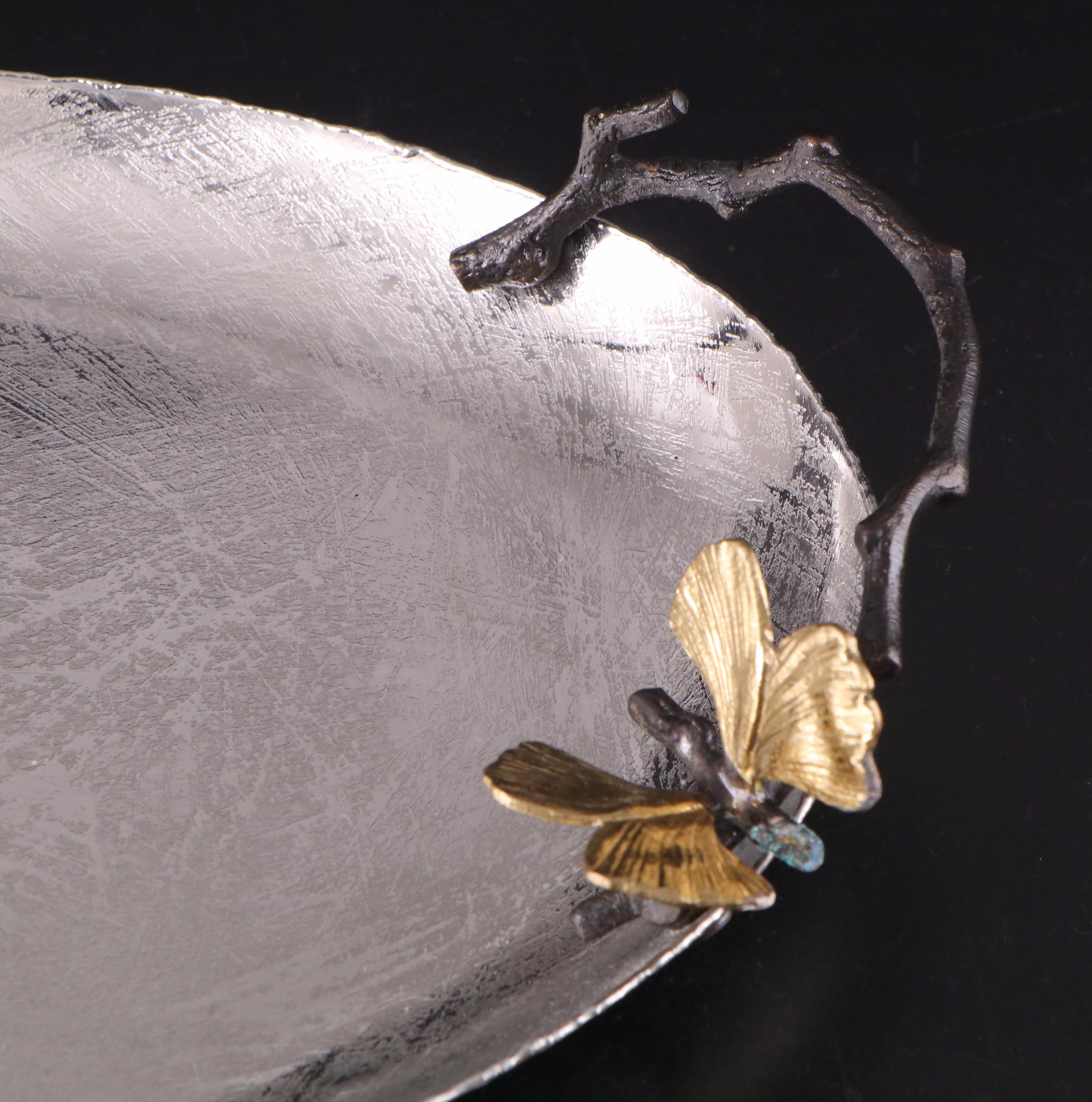 Michael Aram "Butterfly Ginkgo" Handled Tray and Lidded Box