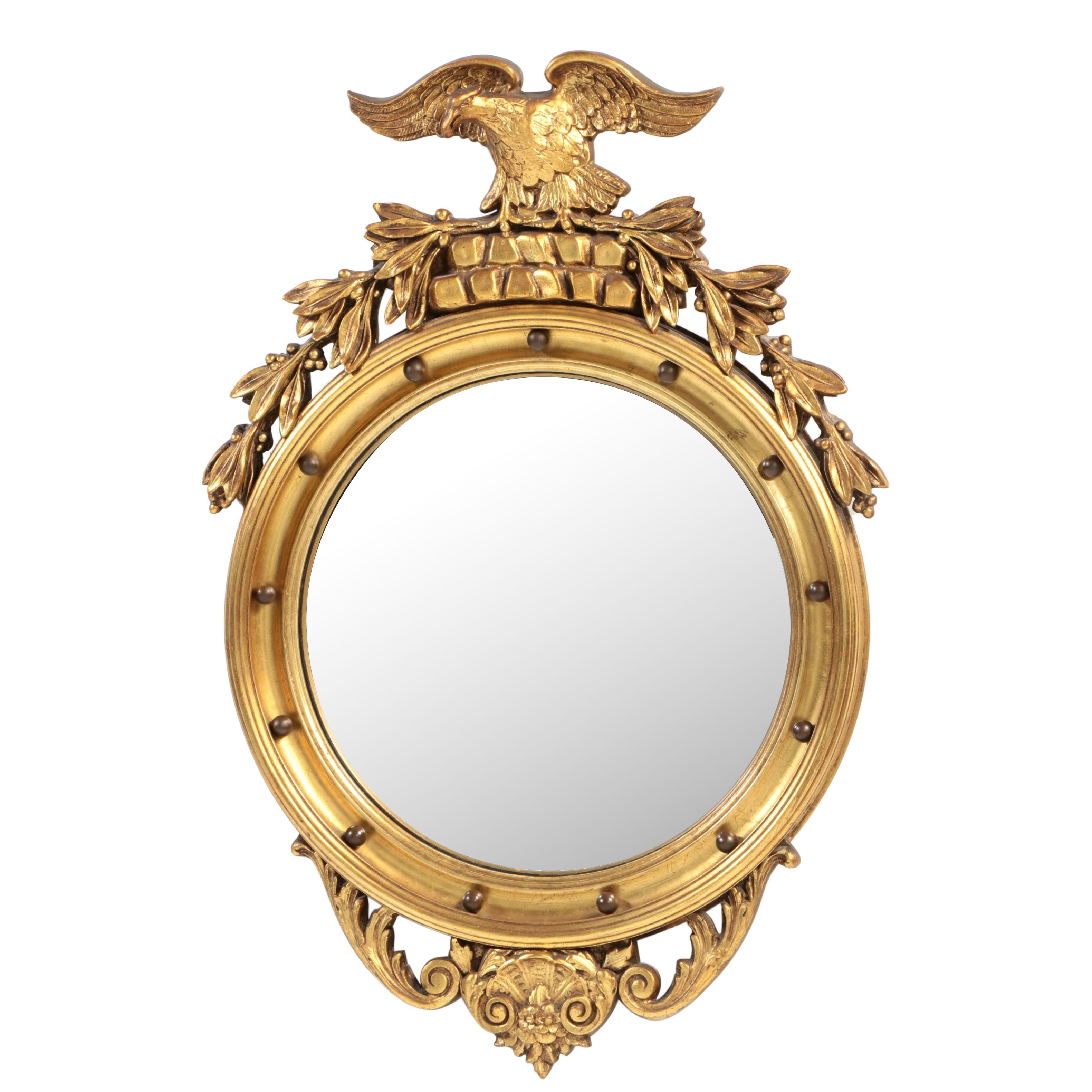 Federal Style Giltwood and Composition Convex Mirror, Early 20th Century