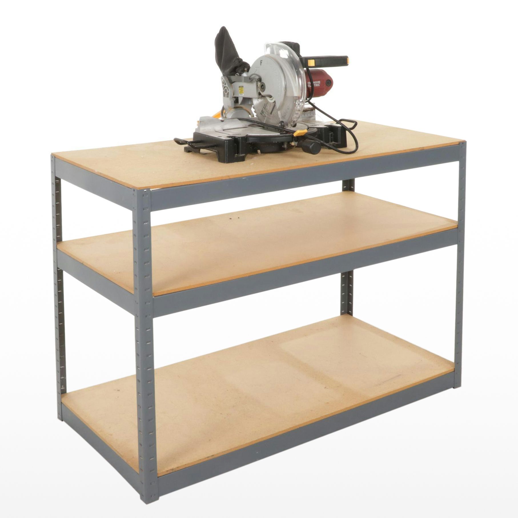 Chicago Electric 10" Compound Miter Saw on Metal Framed Work Table