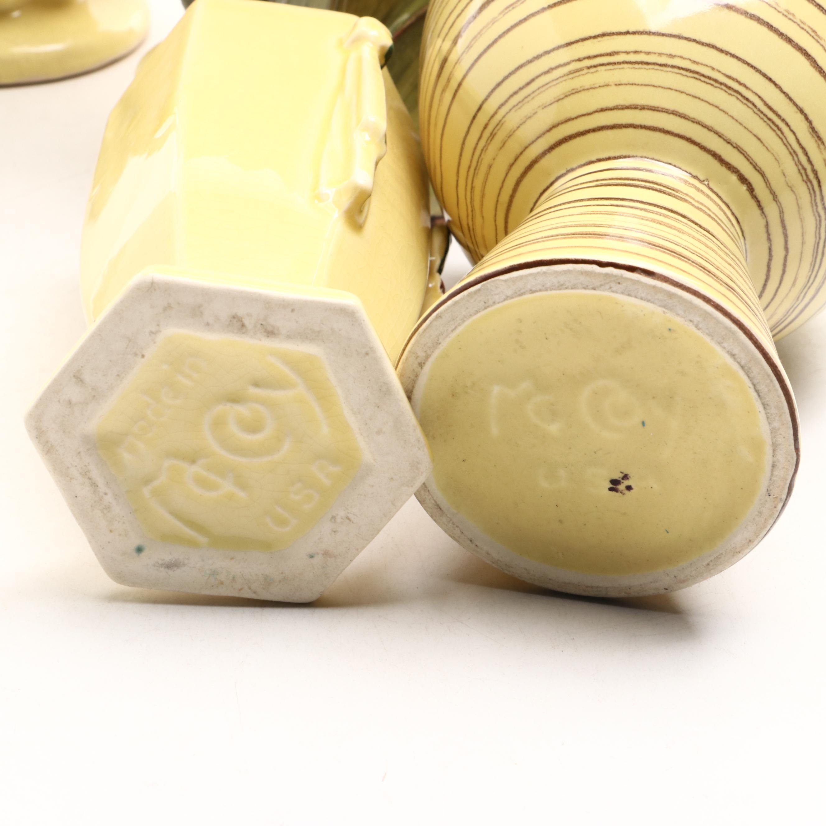 McCoy Pottery Double Handle Vase with More Ceramic Vases and Planters