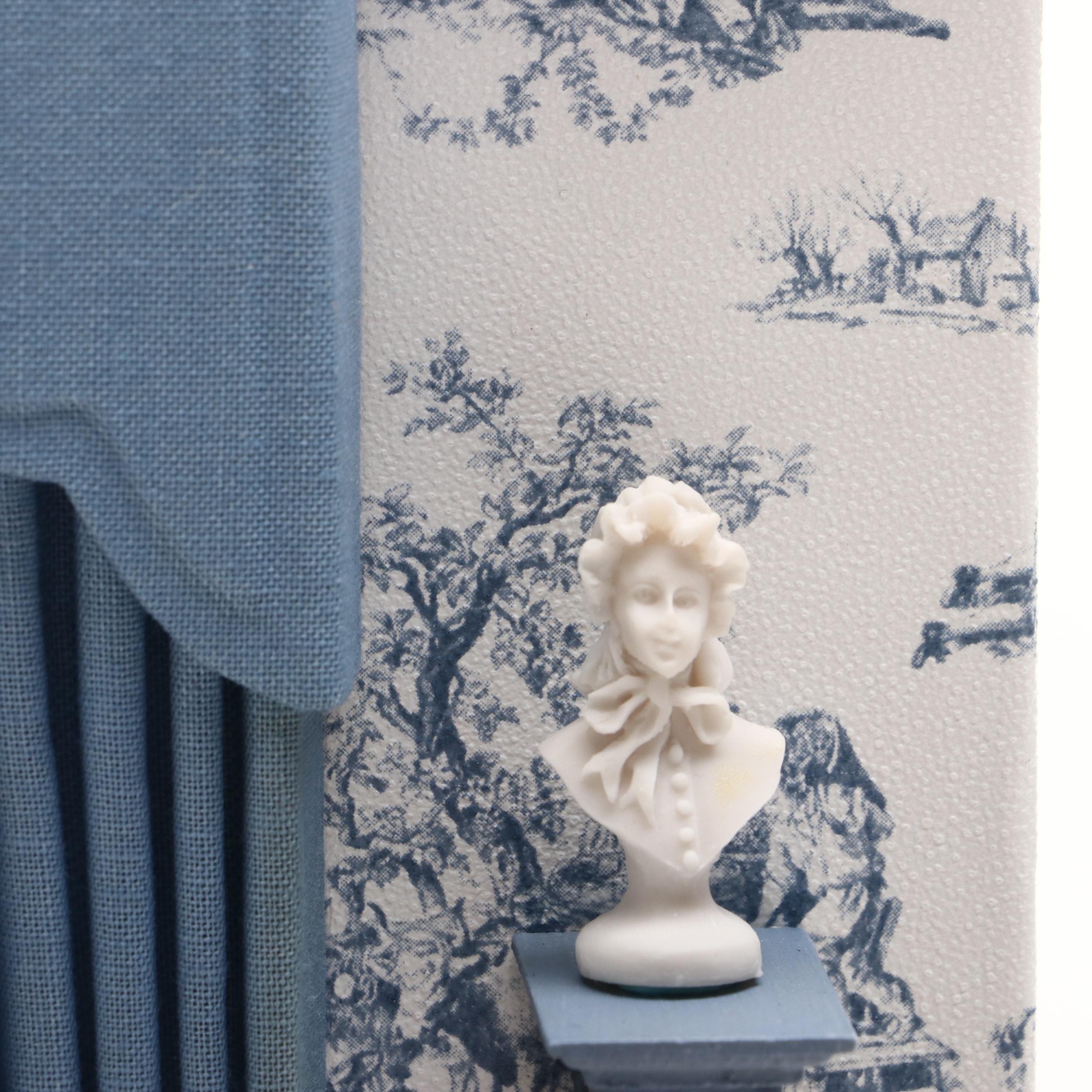 Miniature Handcrafted Diorama of French Style Room with Cats