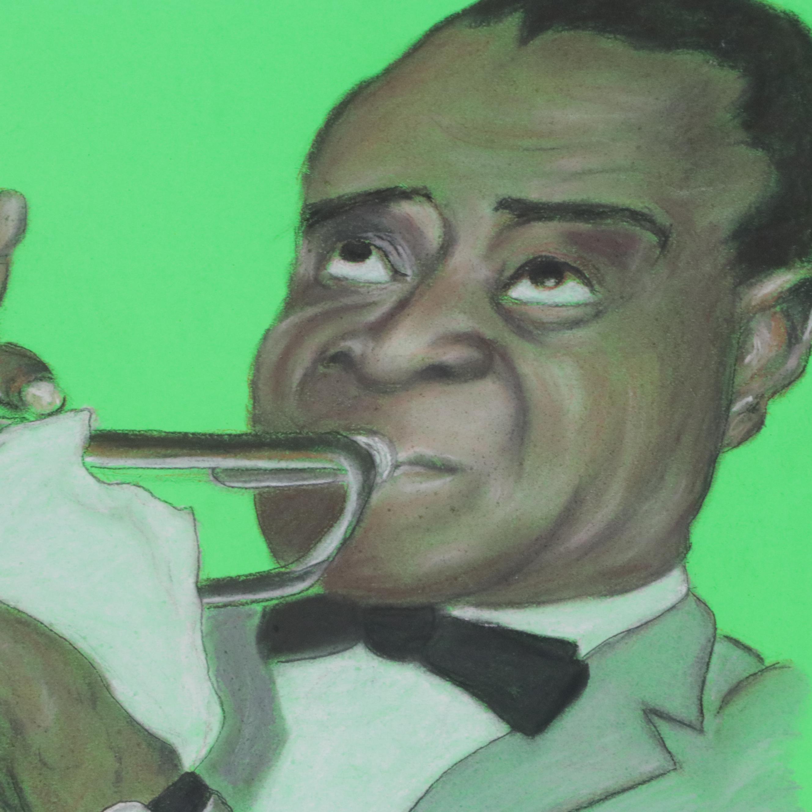 Arlene Casey Pastel Drawing Portrait of Louis Armstrong "Satchmo," 2007