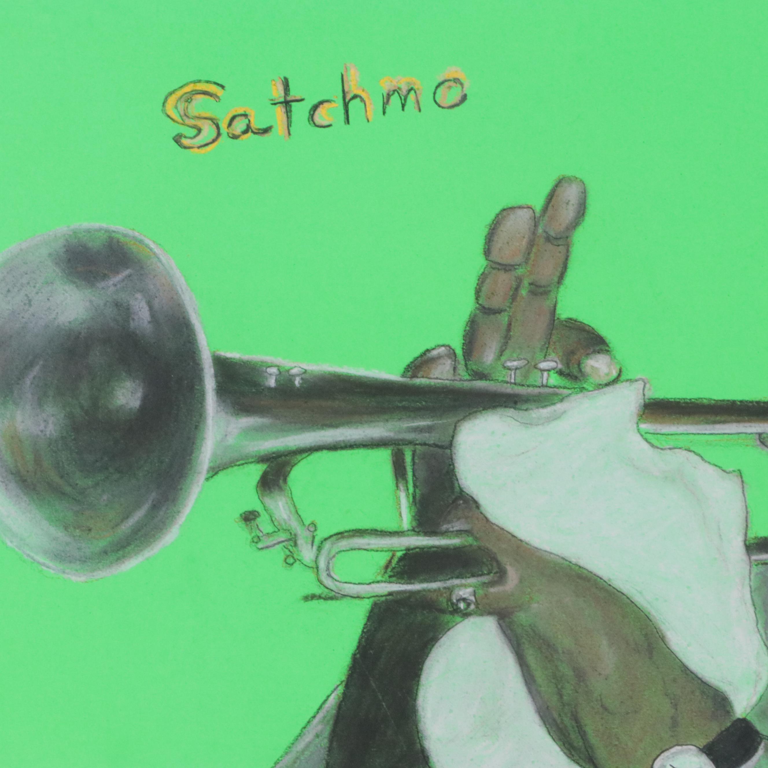 Arlene Casey Pastel Drawing Portrait of Louis Armstrong "Satchmo," 2007
