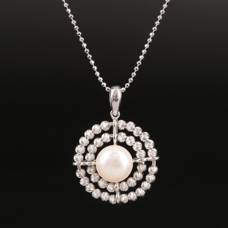 Sterling Pearl Pendant Necklace