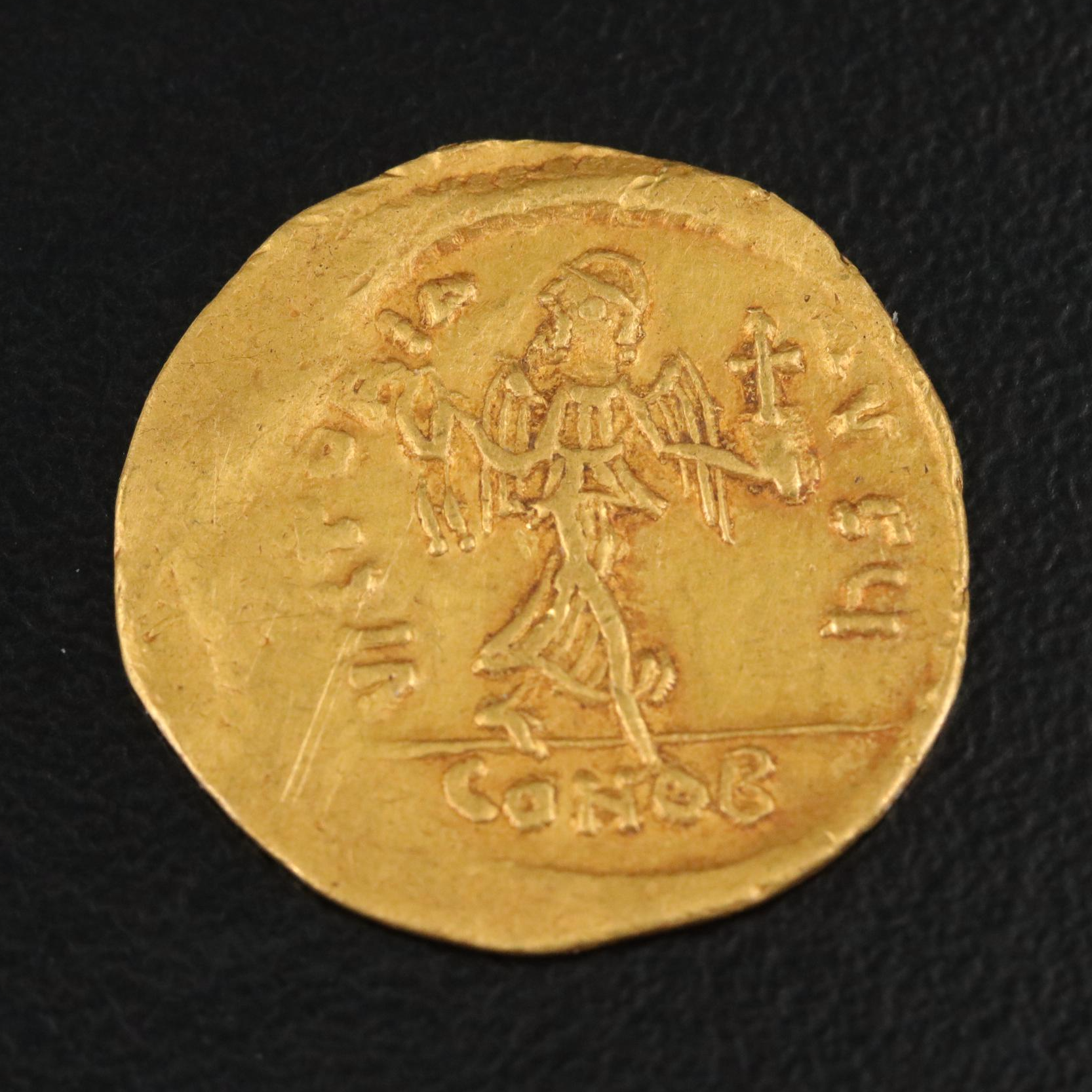Ancient Byzantine Empire Gold Semissis Coin of Phocas, ca. 602 A.D.