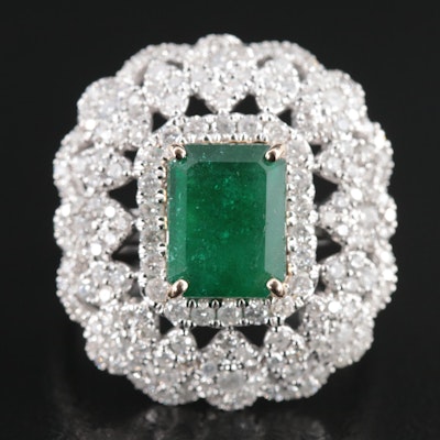 14K 1.24 CT Emerald and 2.21 CTW Diamond Ring