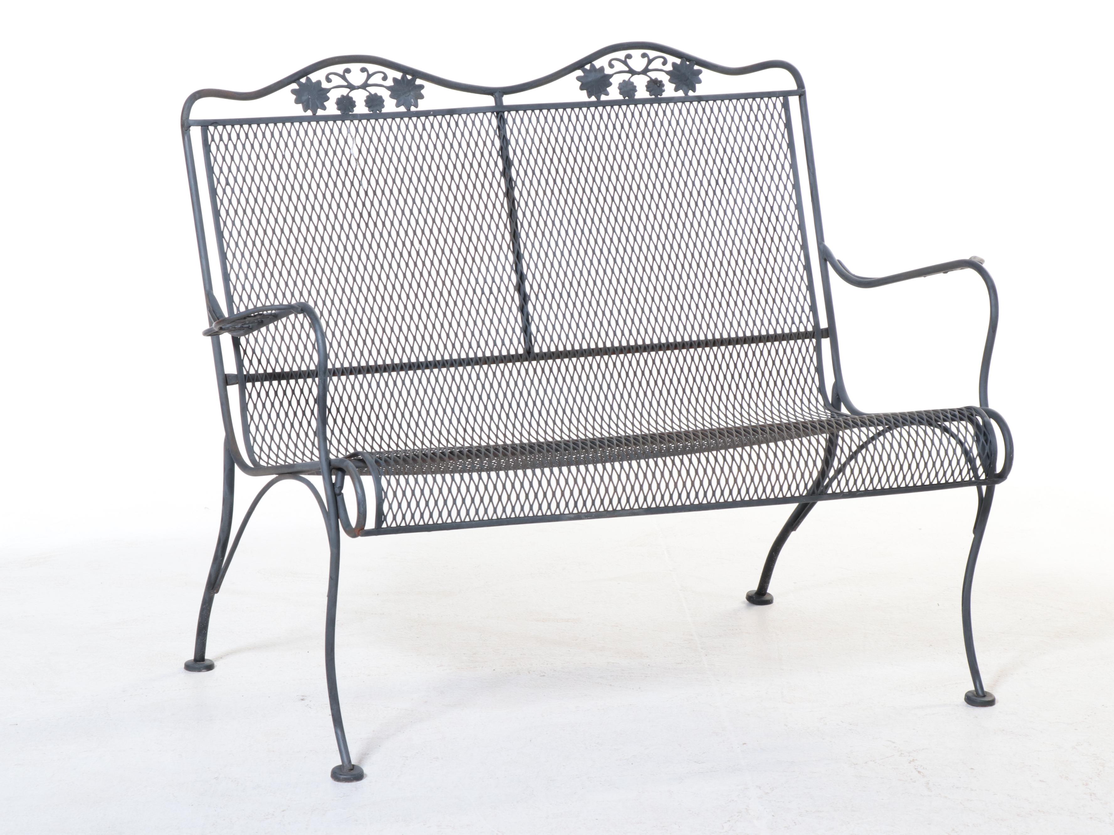 Six-Piece Iron and Wire Mesh Patio Lounge Set, Late 20th Century