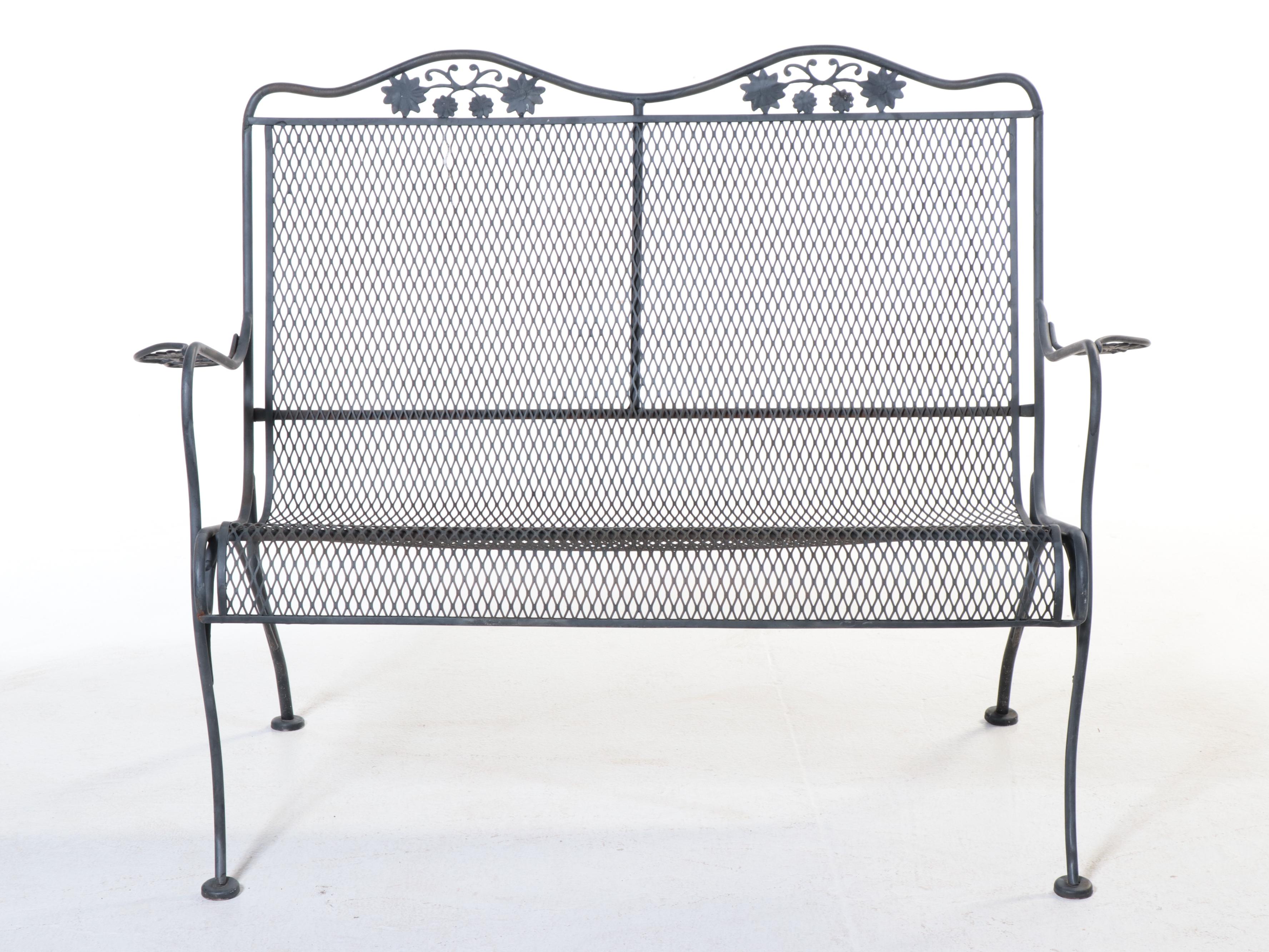 Six-Piece Iron and Wire Mesh Patio Lounge Set, Late 20th Century