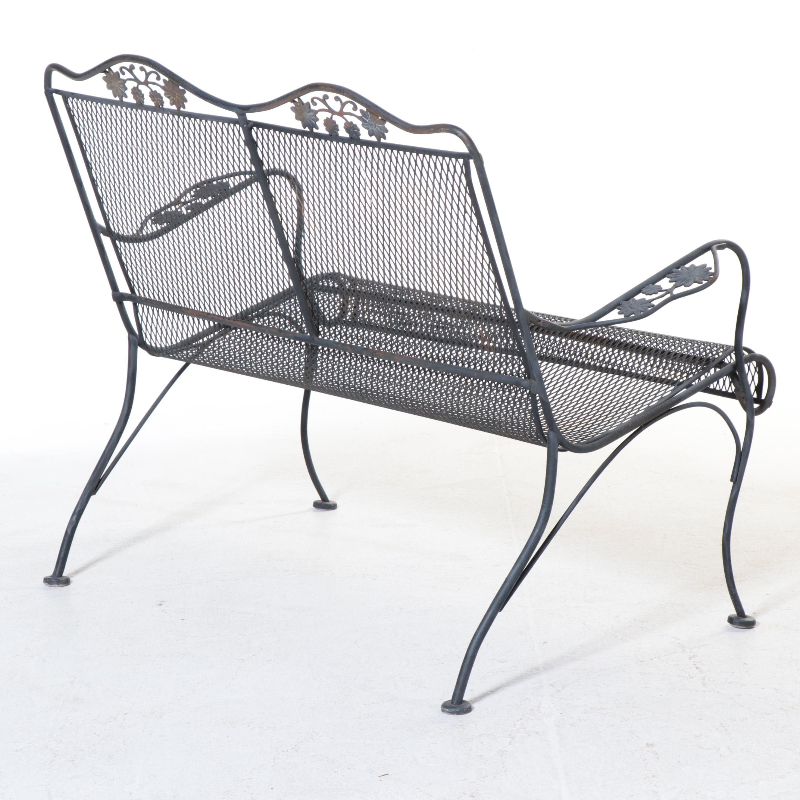 Six-Piece Iron and Wire Mesh Patio Lounge Set, Late 20th Century