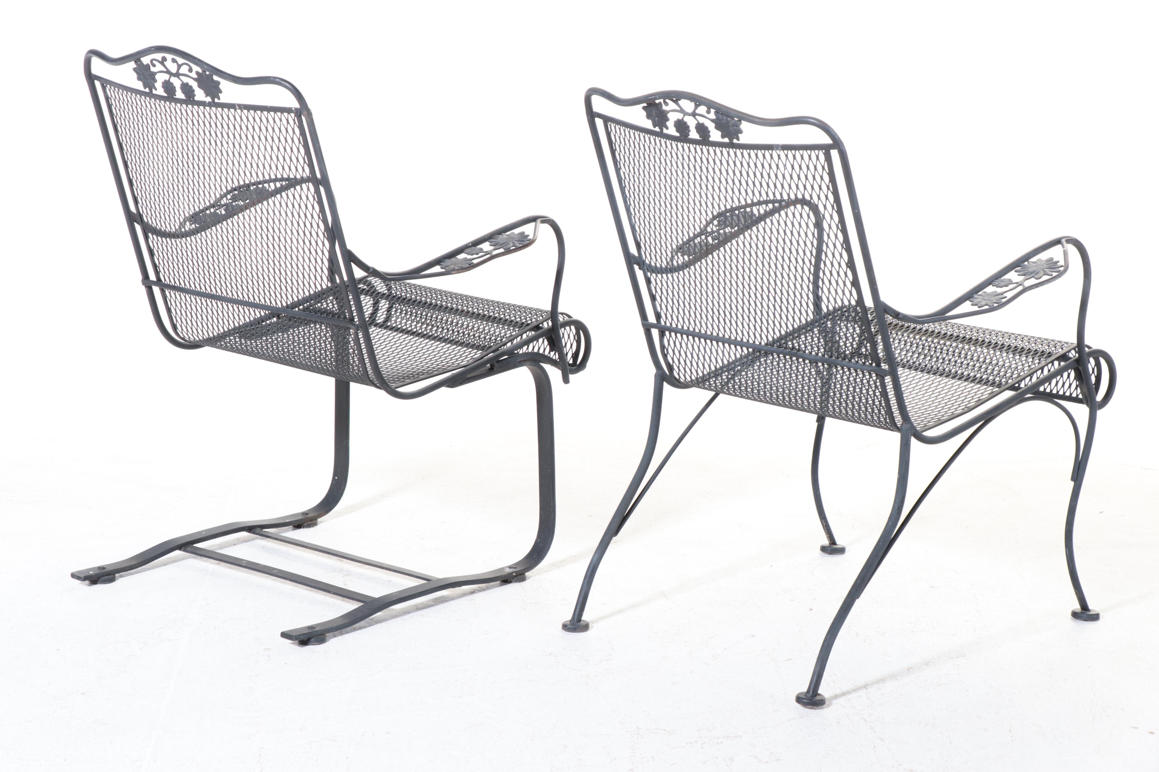 Six-Piece Iron and Wire Mesh Patio Lounge Set, Late 20th Century