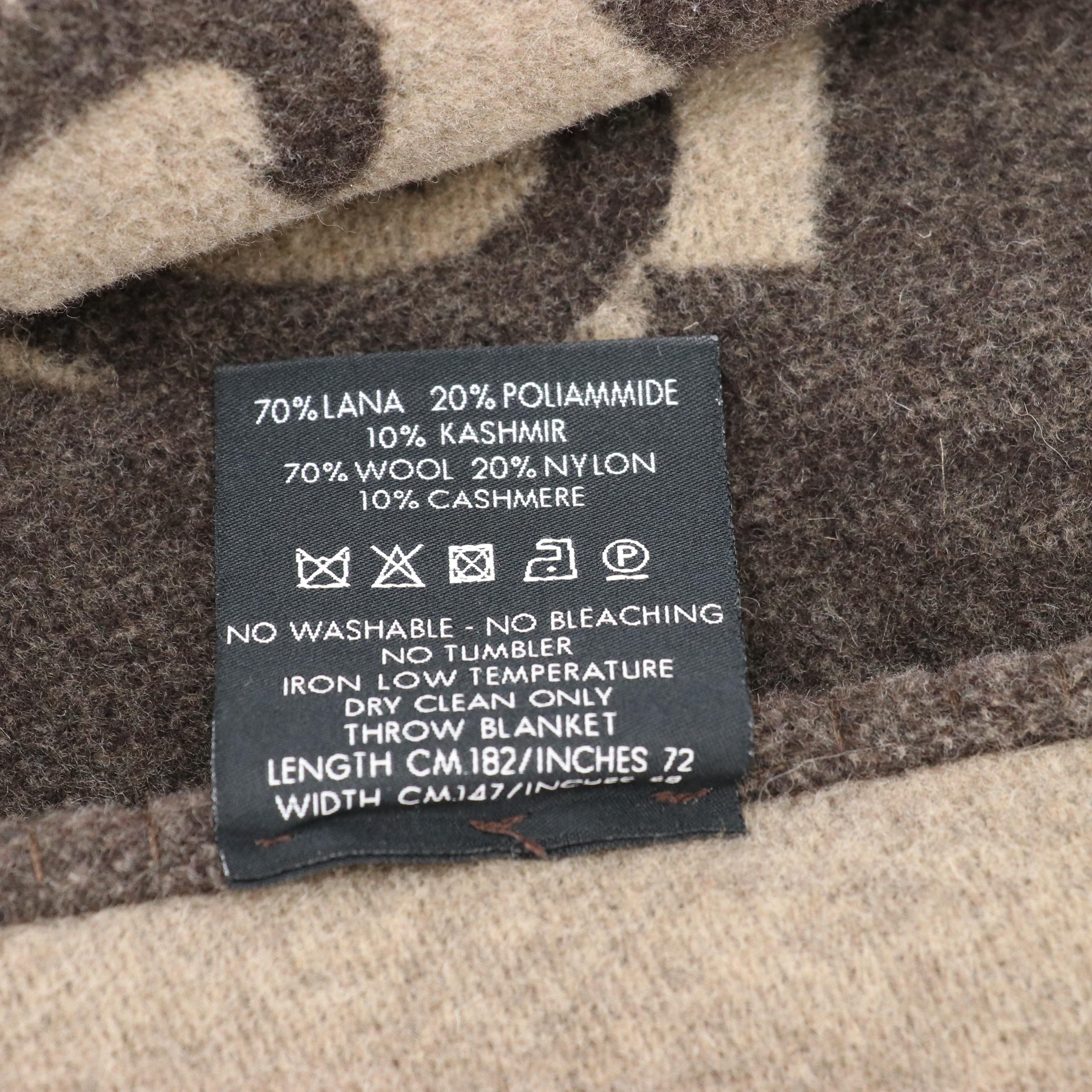 Gucci GG Fringed Blanket Throw in Wool, Nylon, and Cashmere with Box