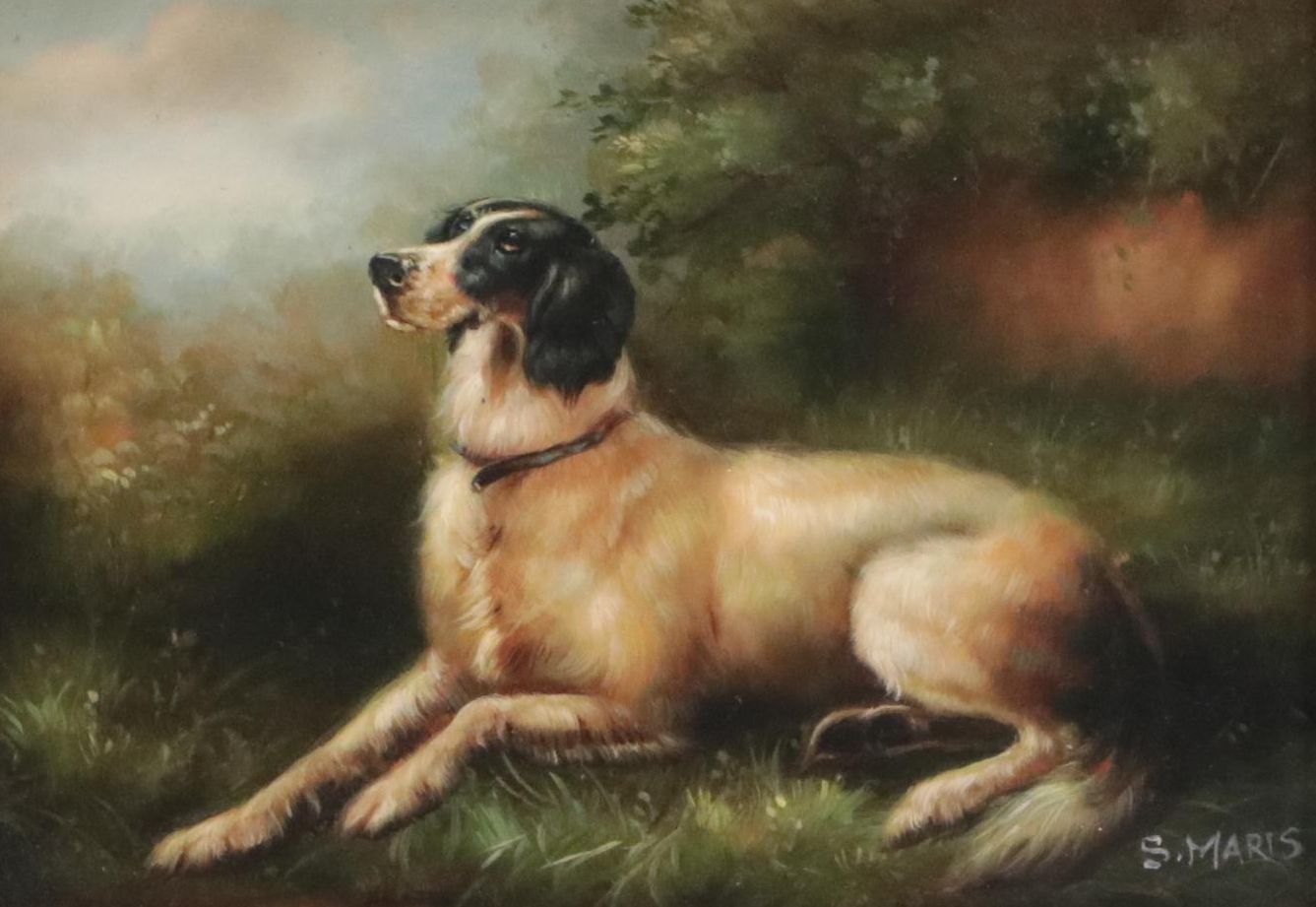 Oil Painting of a Hunting Dog