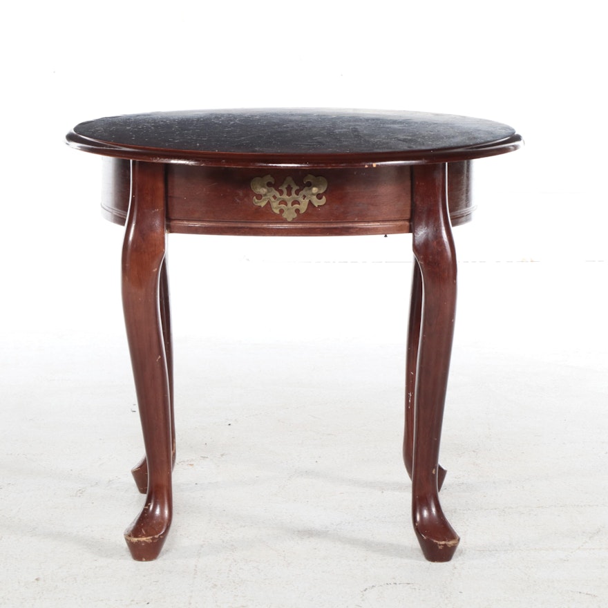 Queen Anne Style Cherrywood Side Table, Late 20th Century