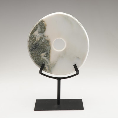 Chinese Marble Bi-Disc on Stand