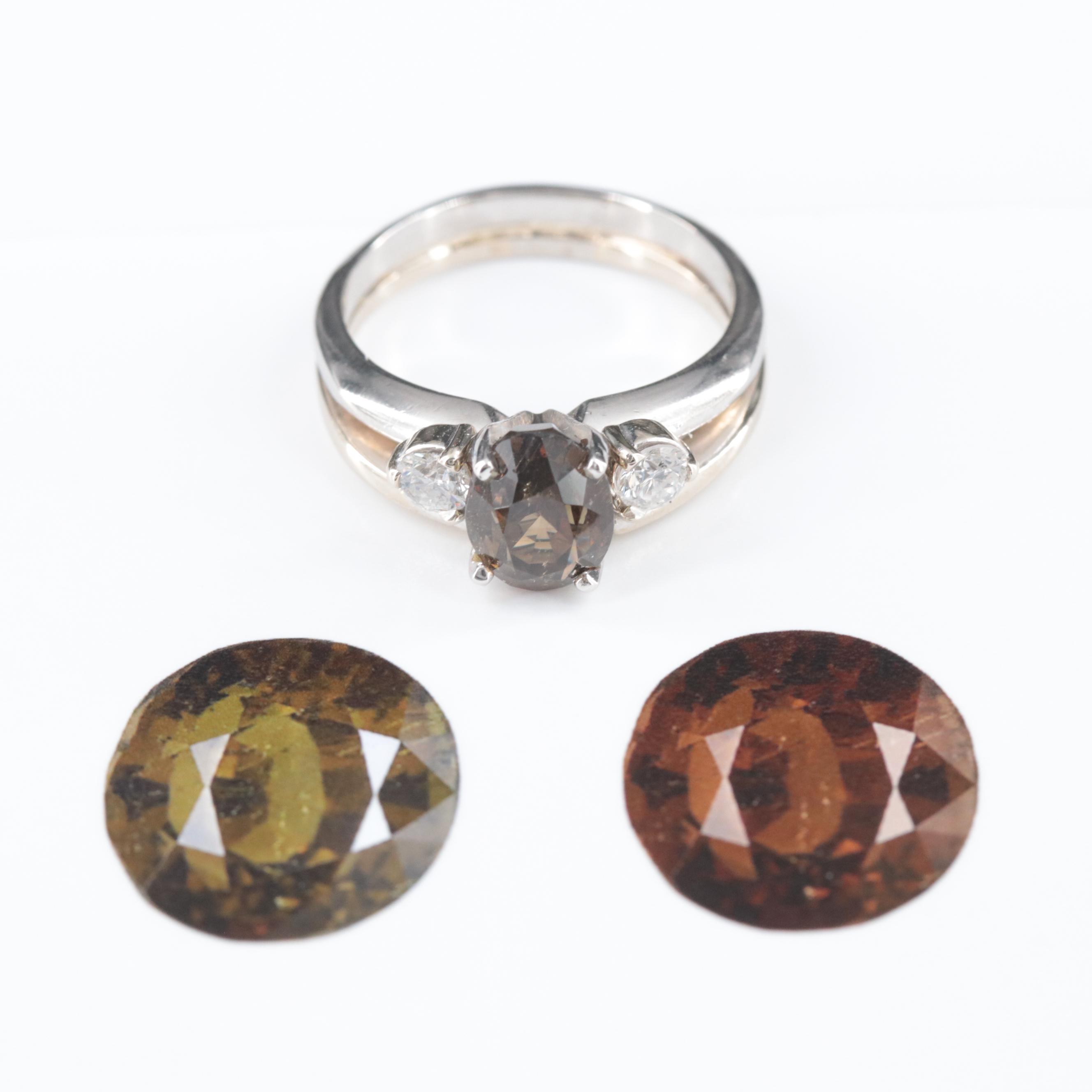 Platinum and 14K 2.31 CT Ceylon Alexandrite and Diamond Ring with GIA Report