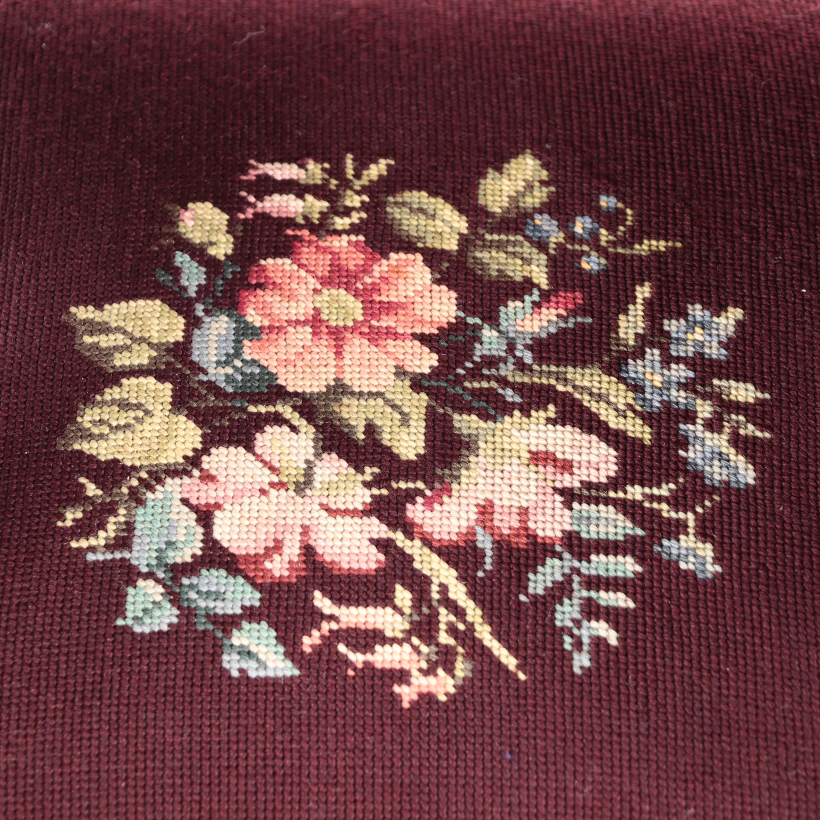 Late Victorian Birch and Needlepoint Platform Rocker, Circa 1900