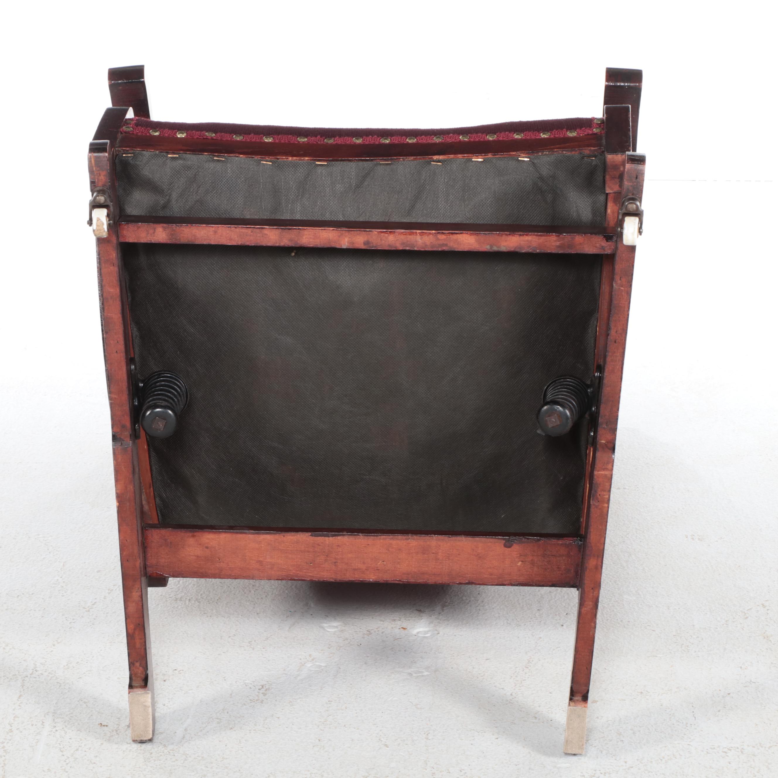 Late Victorian Birch and Needlepoint Platform Rocker, Circa 1900