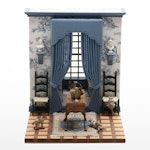 Miniature Handcrafted Diorama of French Style Room with Cats