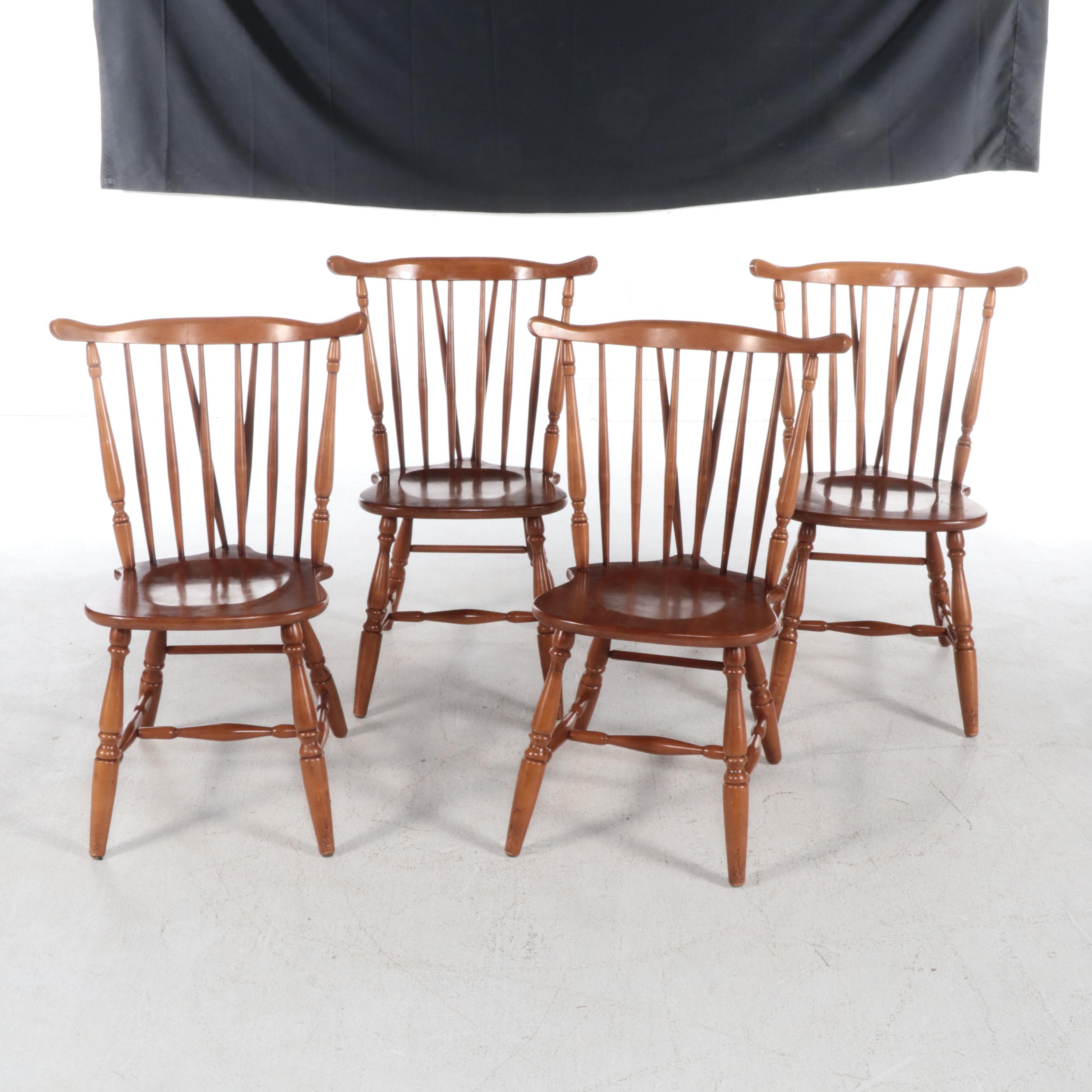 Four American Colonial Style Maple Comb and Brace-Back Windsor Side Chairs