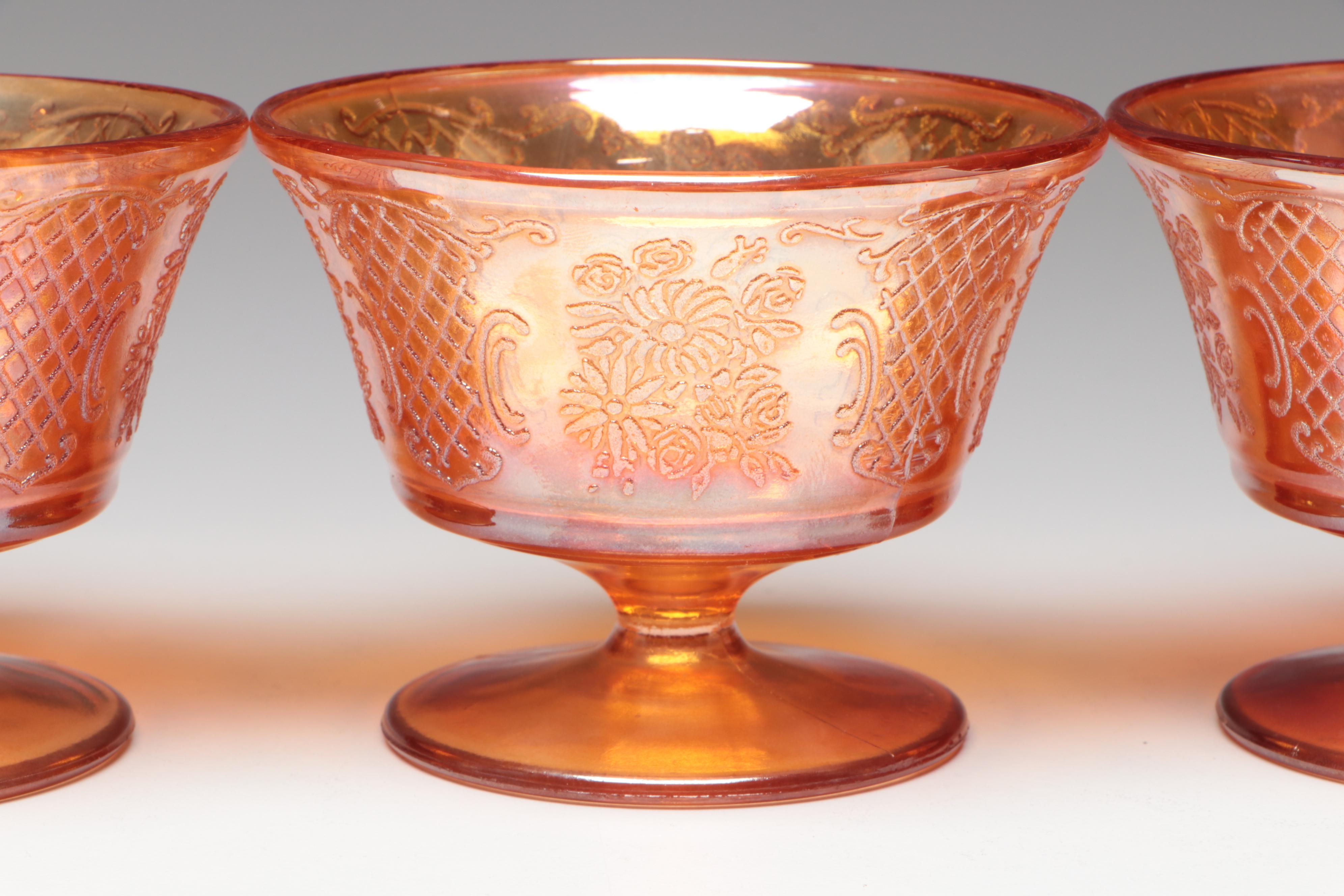 Federal Glass "Normandie (Iridescent)" Glass Sherbert Glasses with More