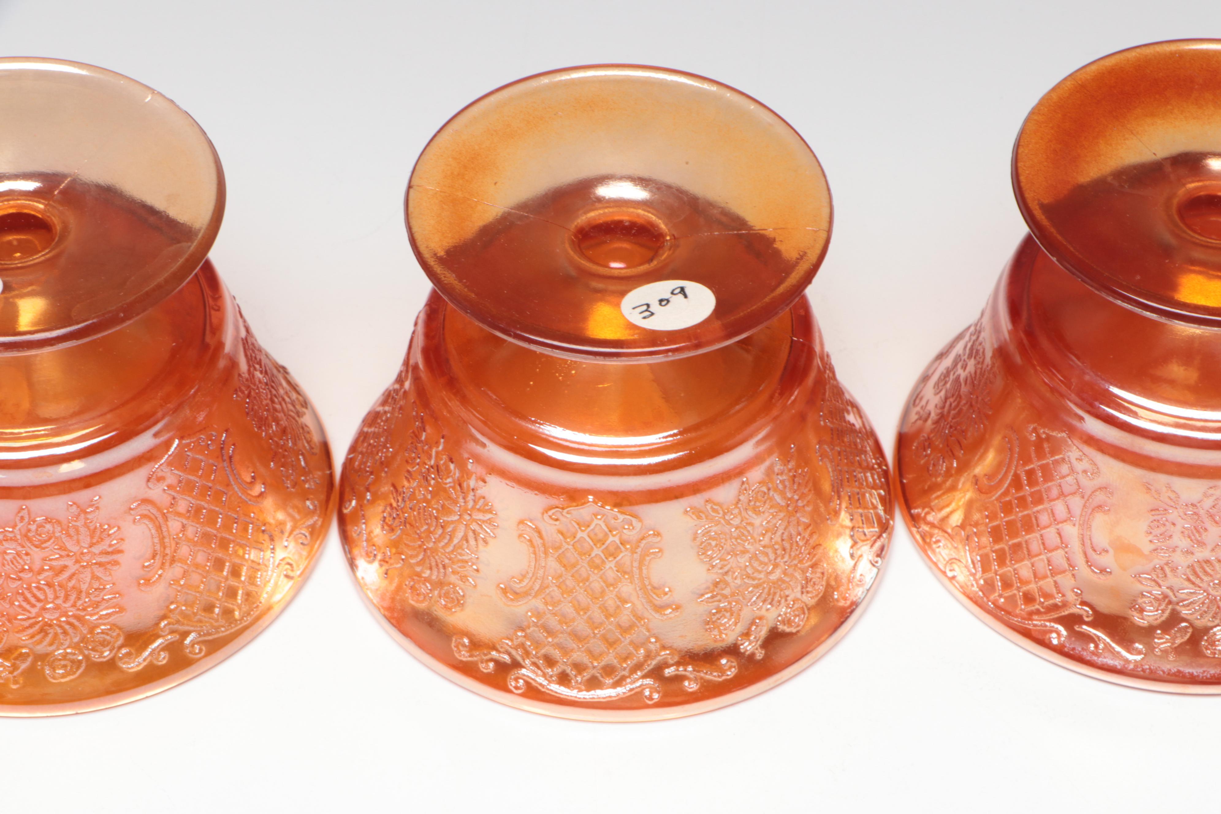 Federal Glass "Normandie (Iridescent)" Glass Sherbert Glasses with More