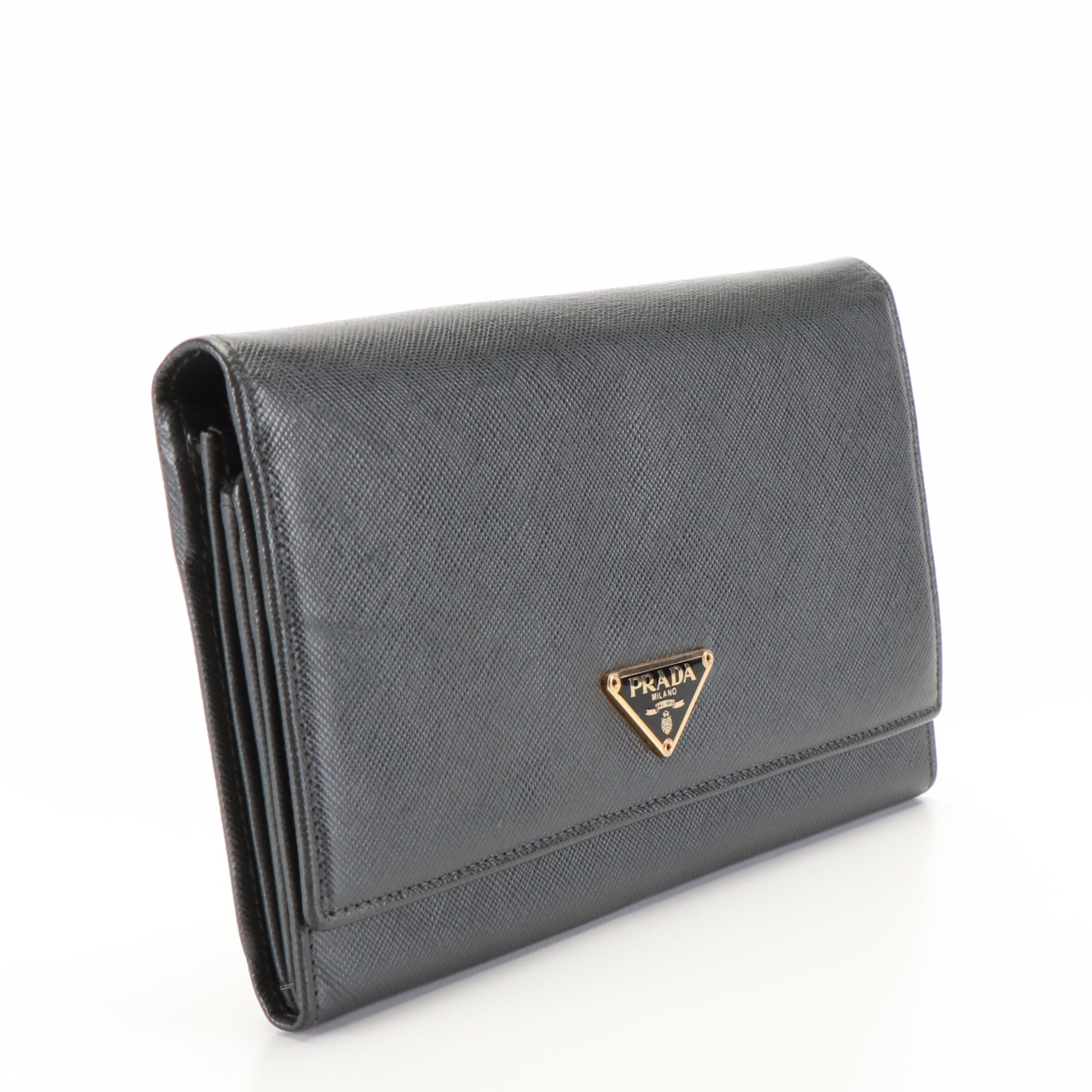 Parada Continental Wallet in Grey Saffiano Leather