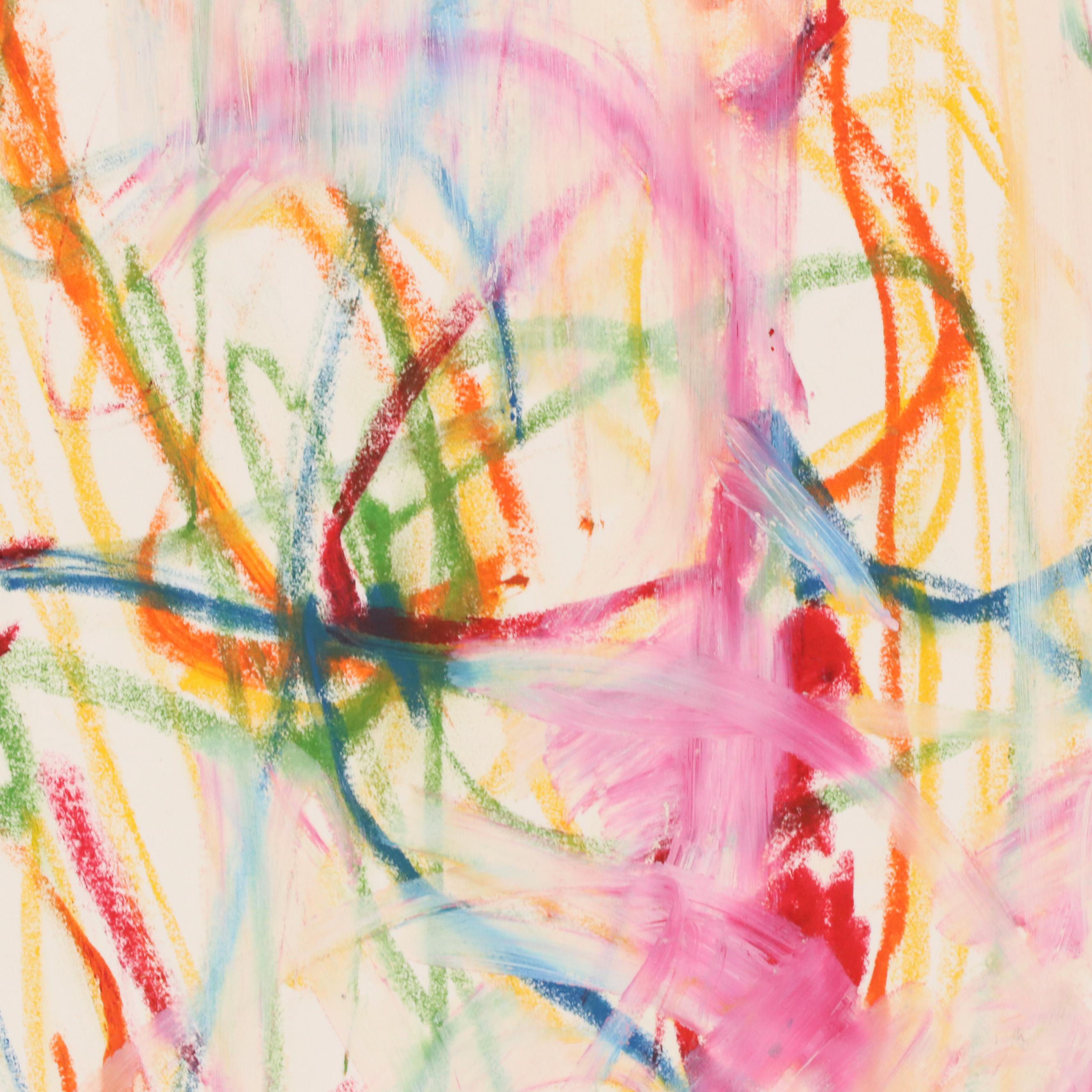 Jack Meanwell Modern Abstract Oil Pastel Drawing, 1980