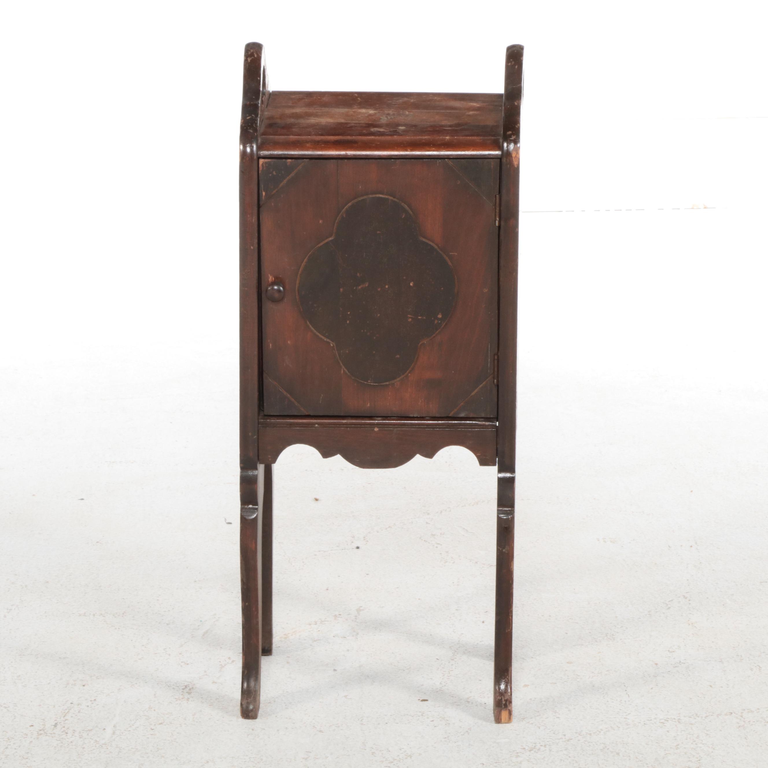 Hardwood and Metal-Lined Smoking Stand in Two-Tone Stain, circa 1930