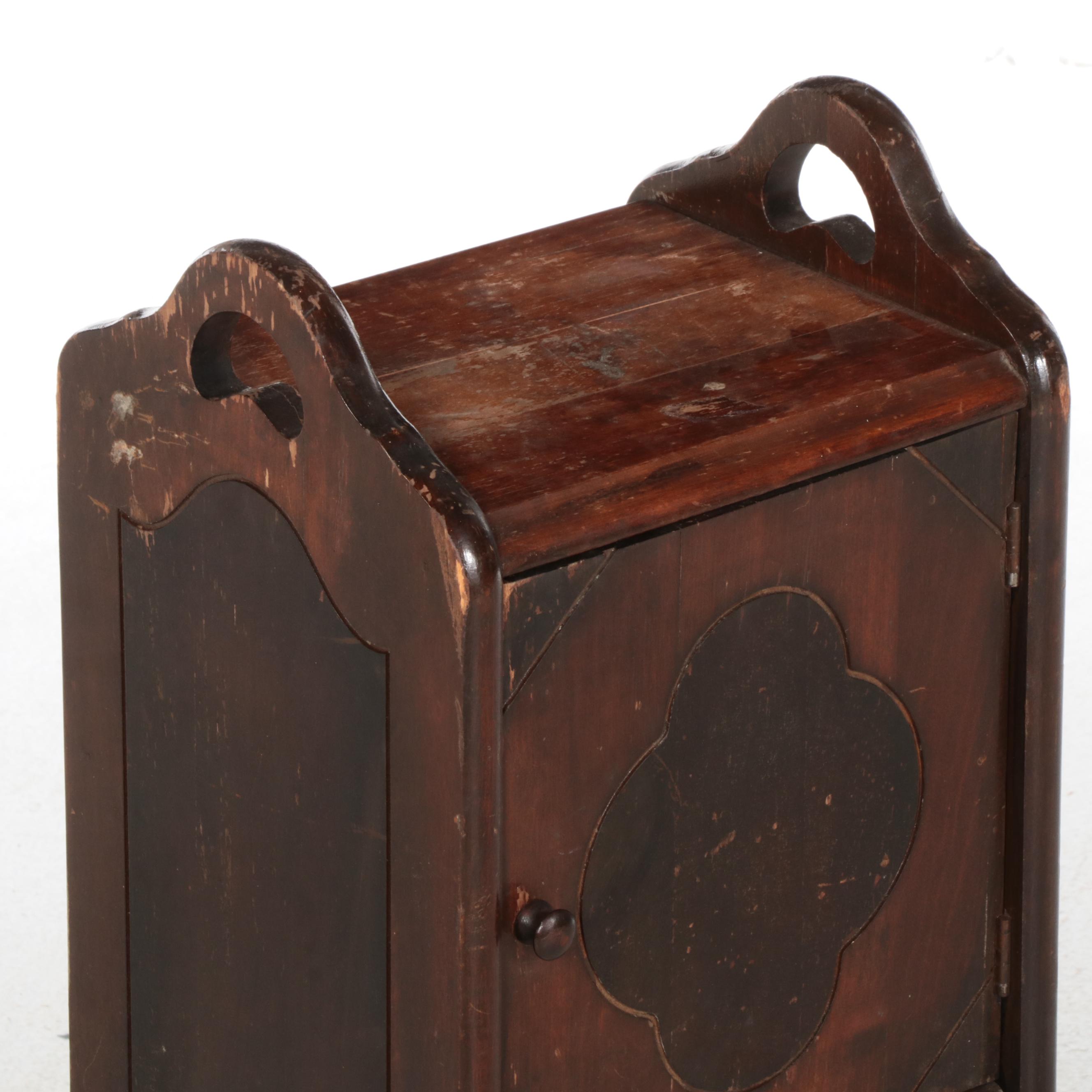 Hardwood and Metal-Lined Smoking Stand in Two-Tone Stain, circa 1930