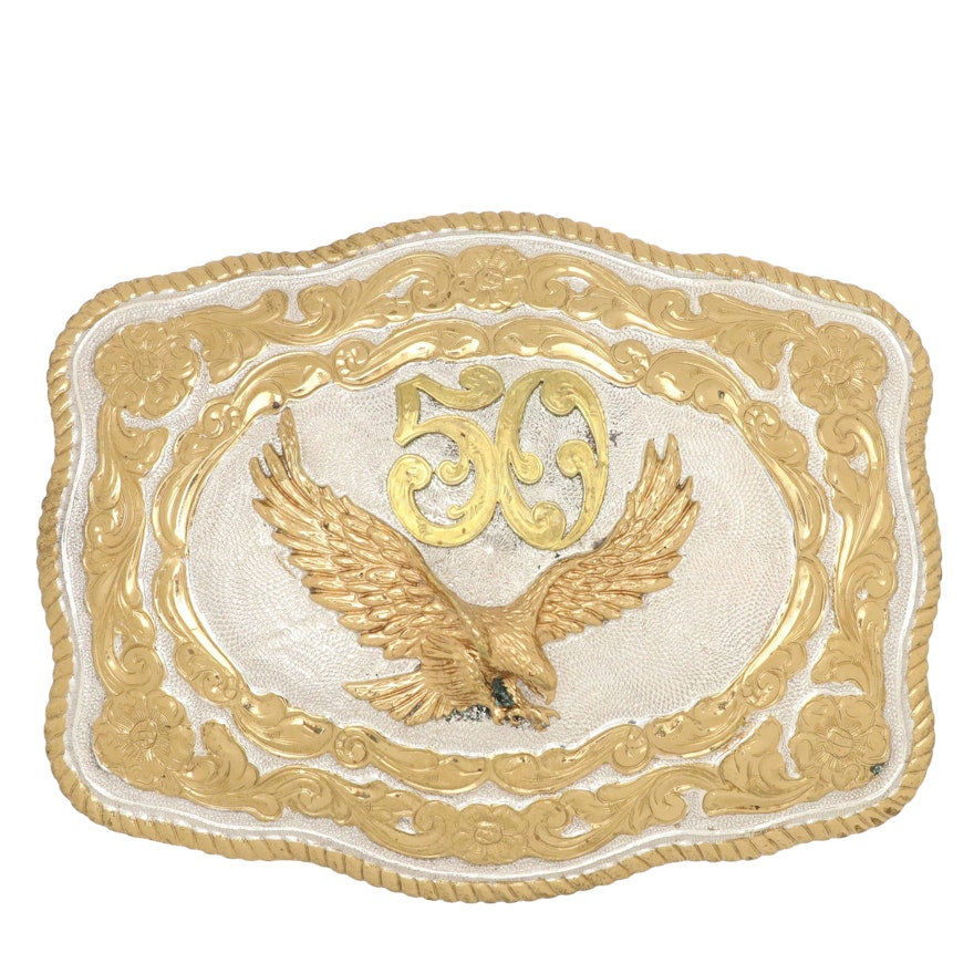 Crumrine Eagle Trophy Custom Belt Buckle with Box