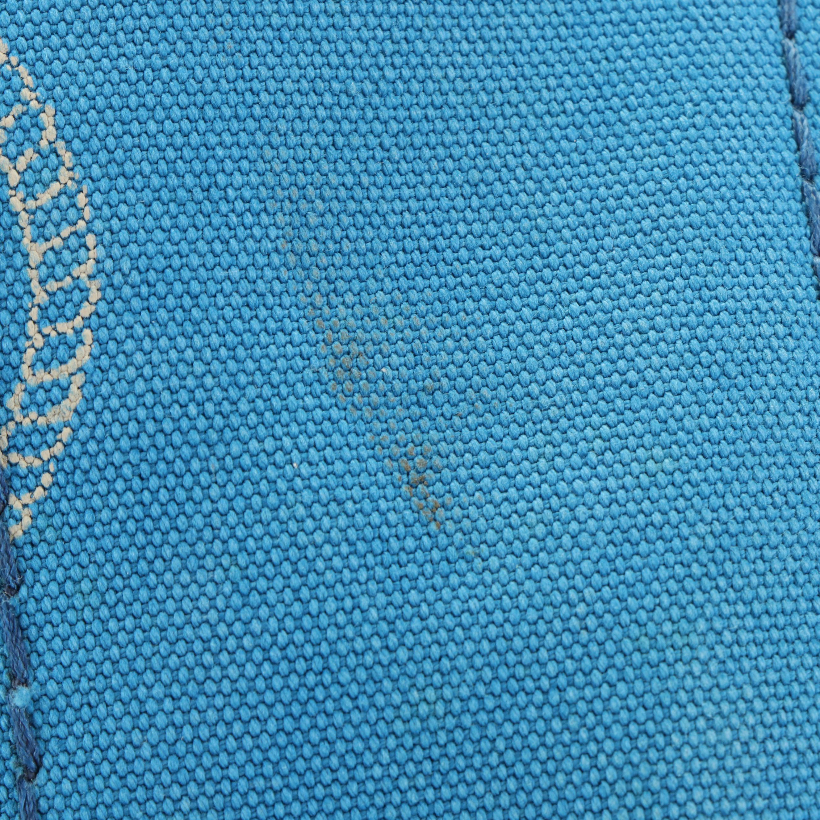 Prada Canapa Logo Tote Bag in Blue Canvas