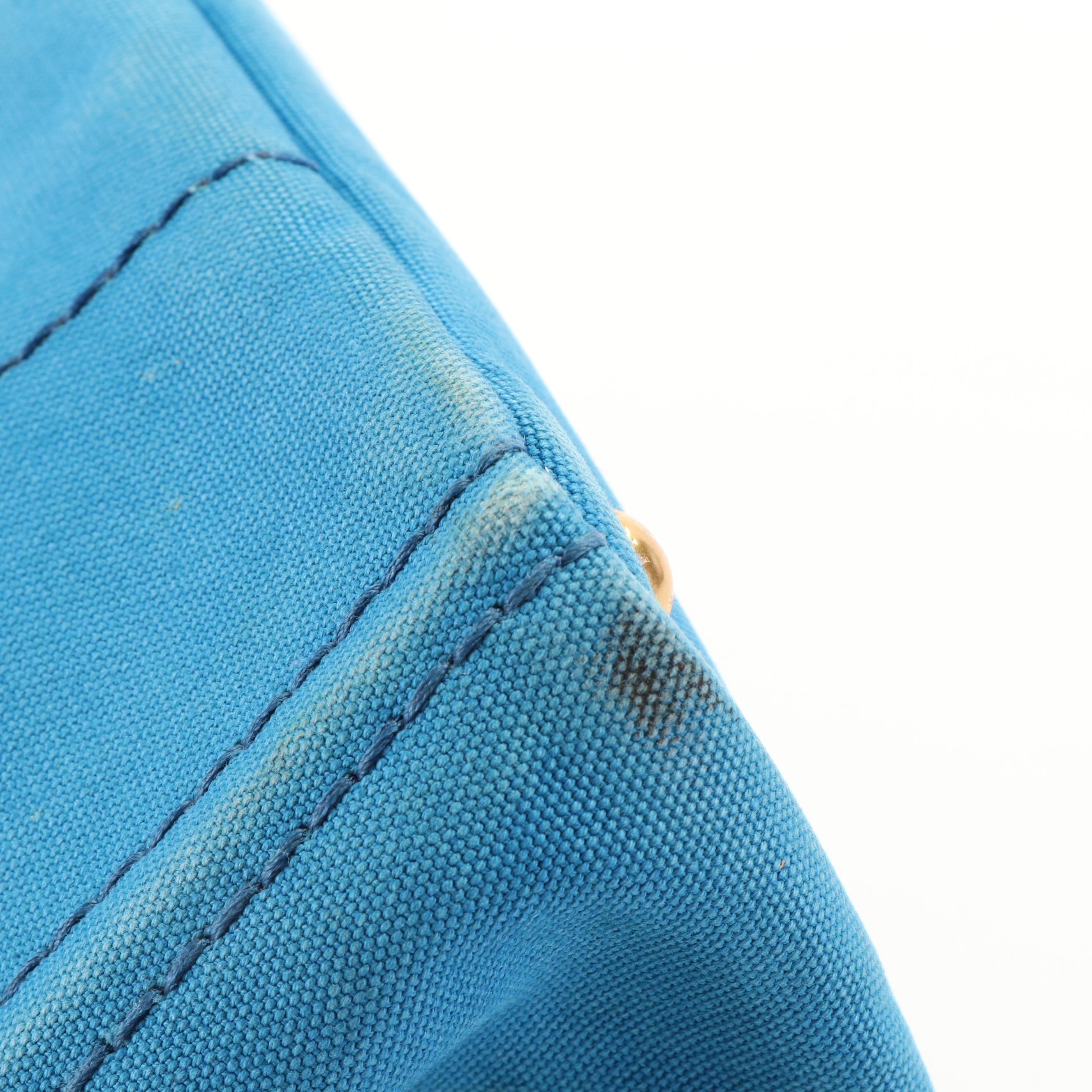 Prada Canapa Logo Tote Bag in Blue Canvas