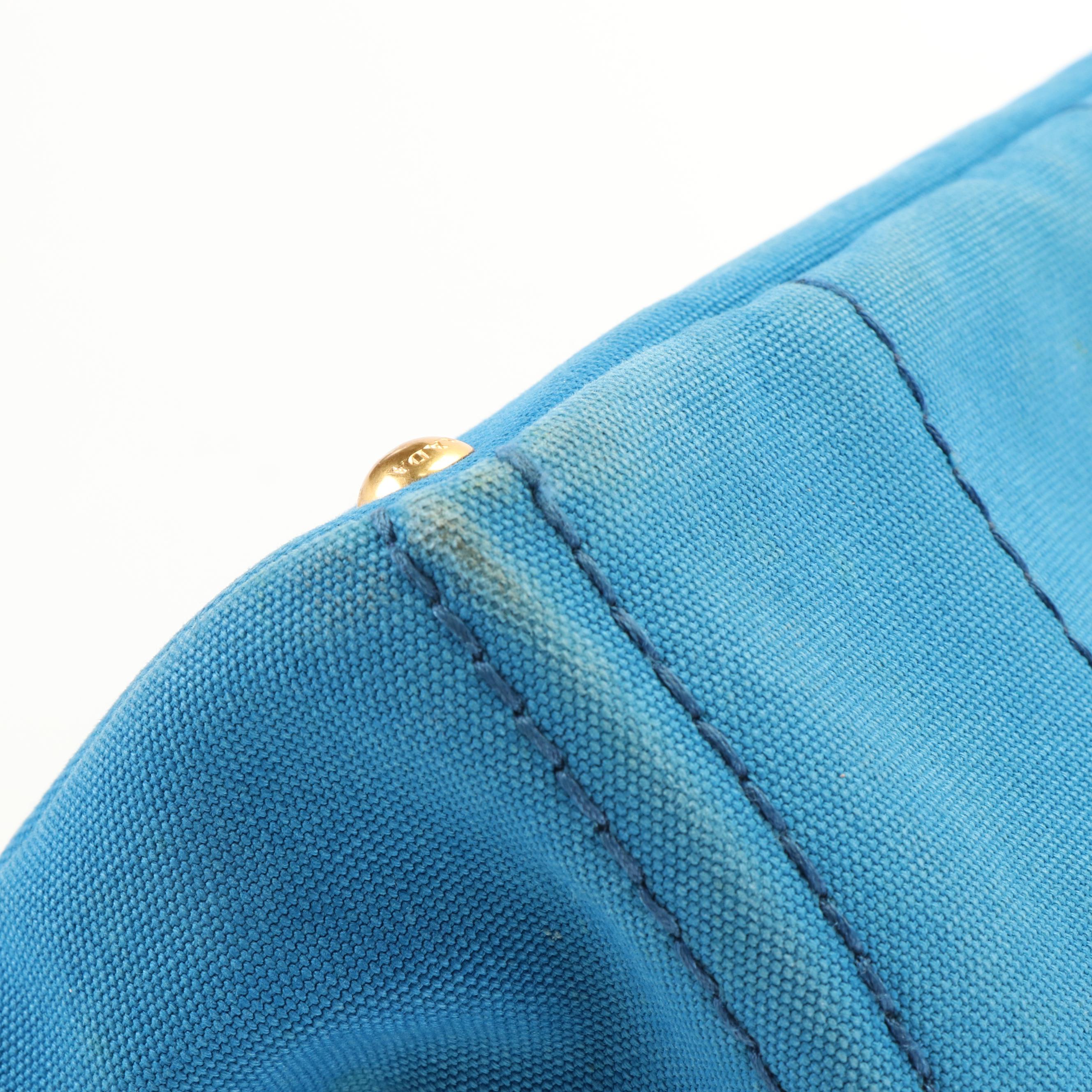 Prada Canapa Logo Tote Bag in Blue Canvas