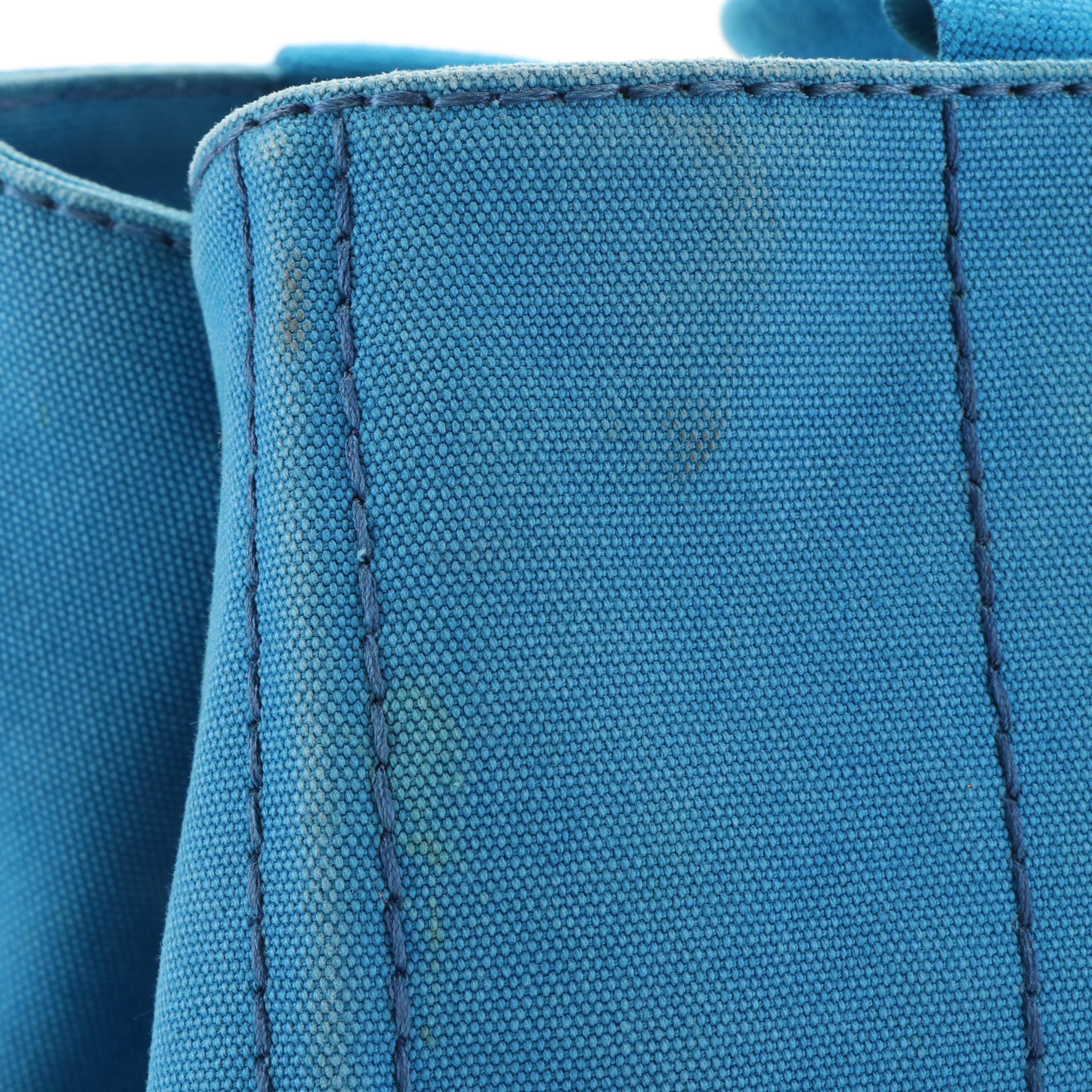 Prada Canapa Logo Tote Bag in Blue Canvas