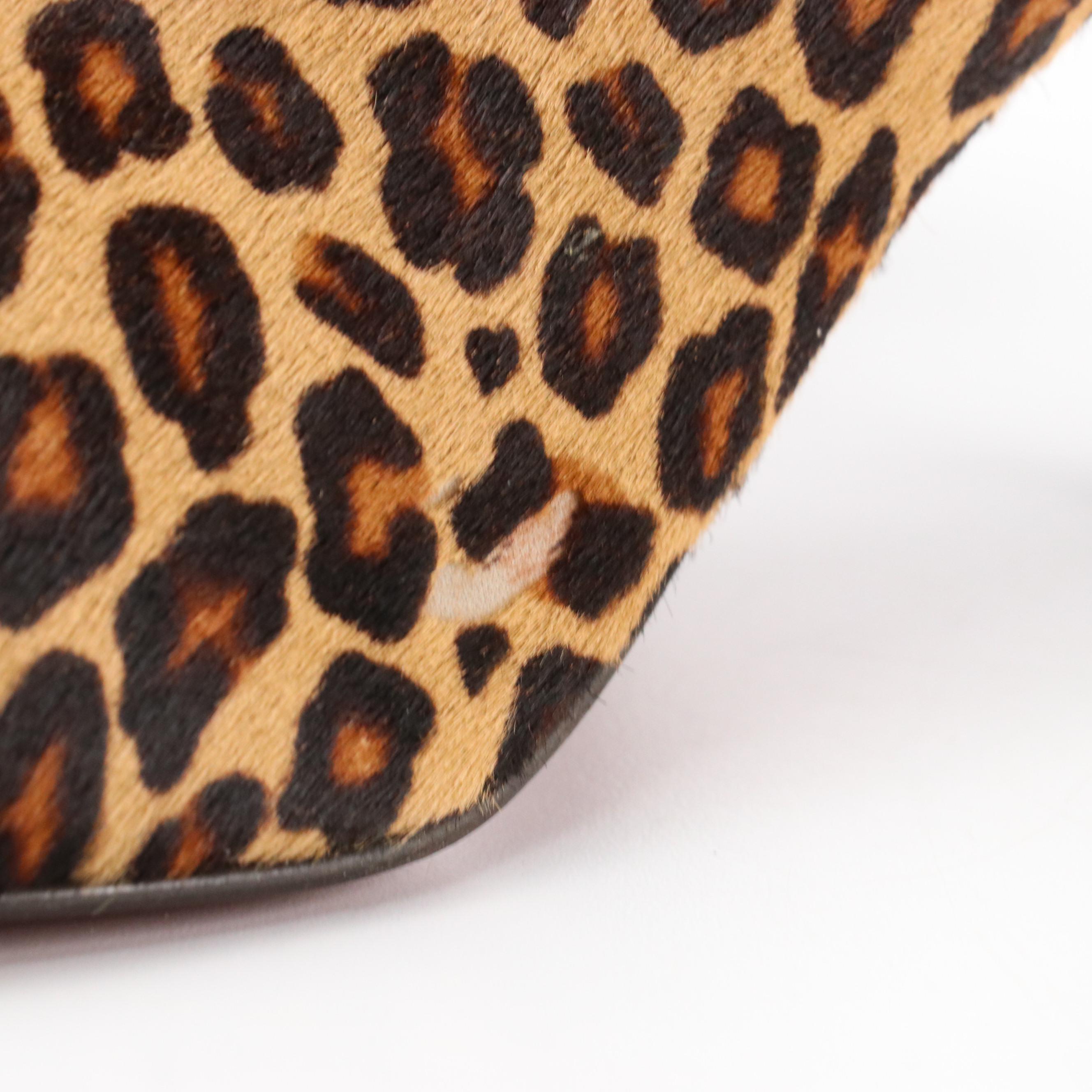 Donald J Pliner Pointed Toe Heeled Ankle Boots in Leopard Print Calf Hair