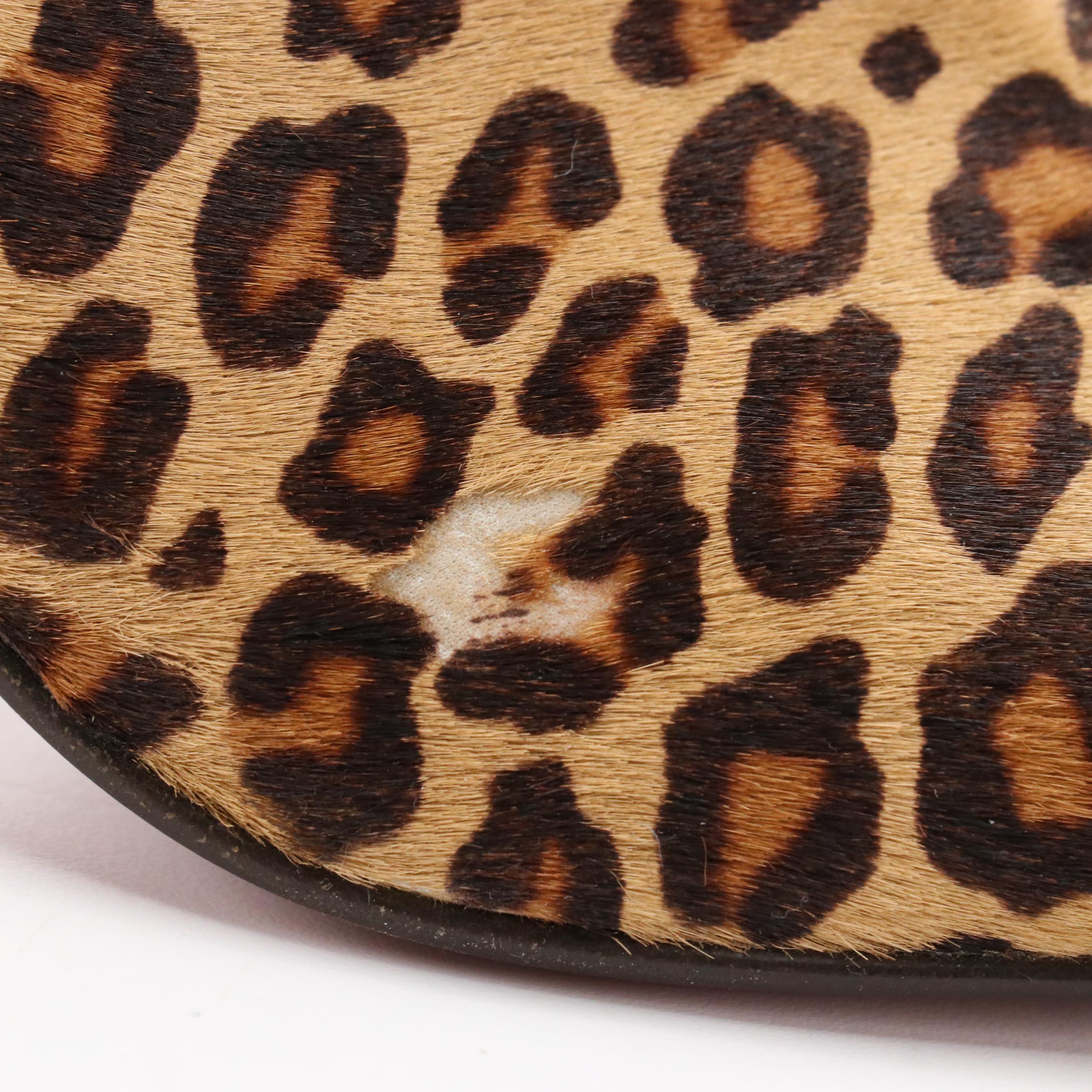 Donald J Pliner Pointed Toe Heeled Ankle Boots in Leopard Print Calf Hair