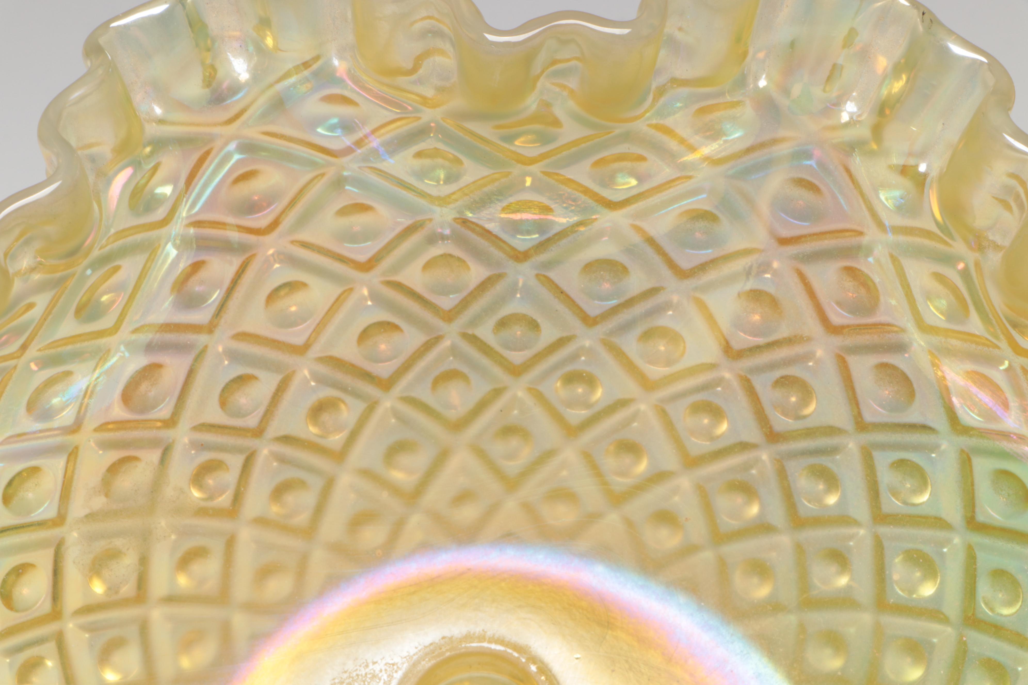 Fenton Yellow Hobnail Glass Epergne