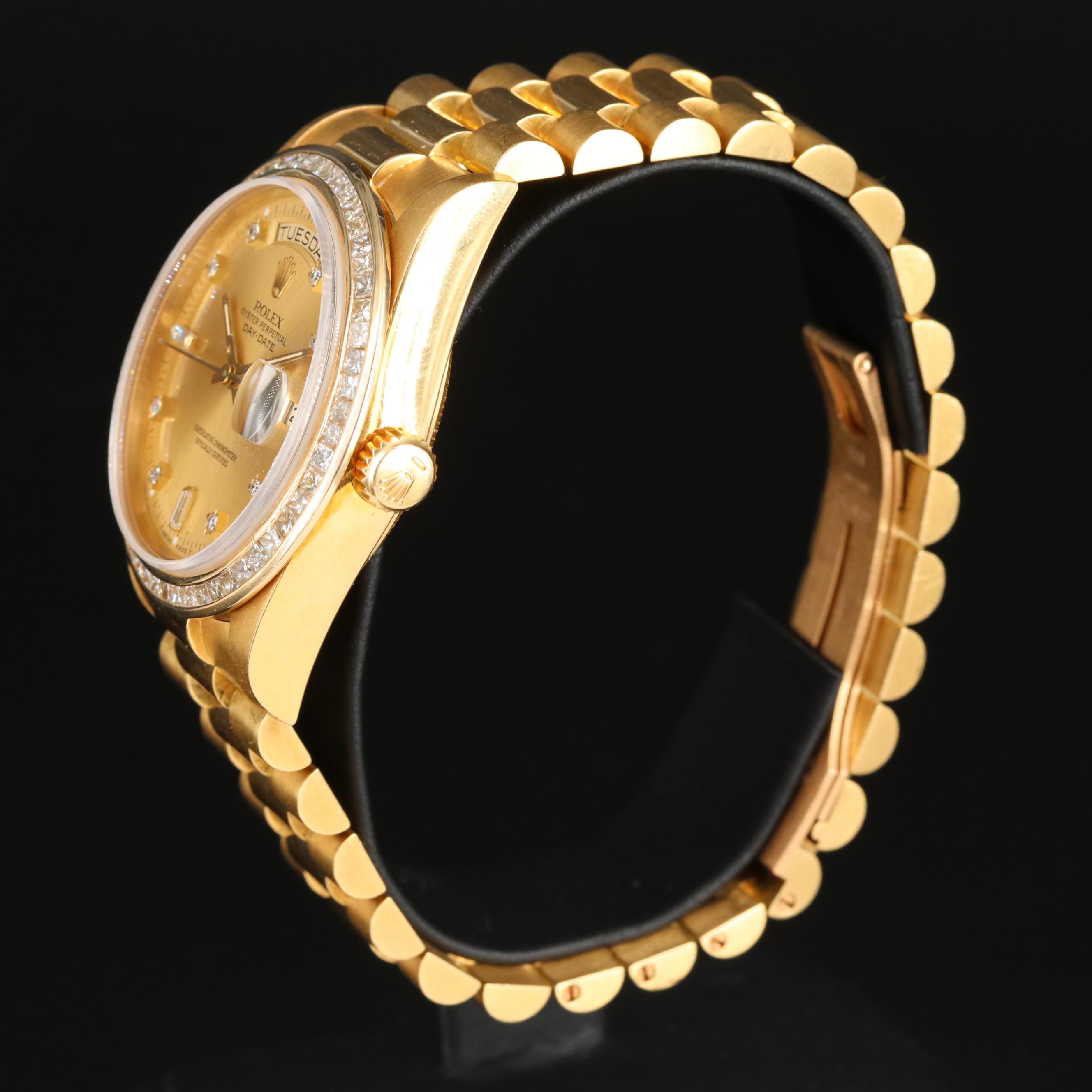 1987 Rolex 18k Day-Date 2.16 CTW Custom Diamond Dial & Bezel Watch