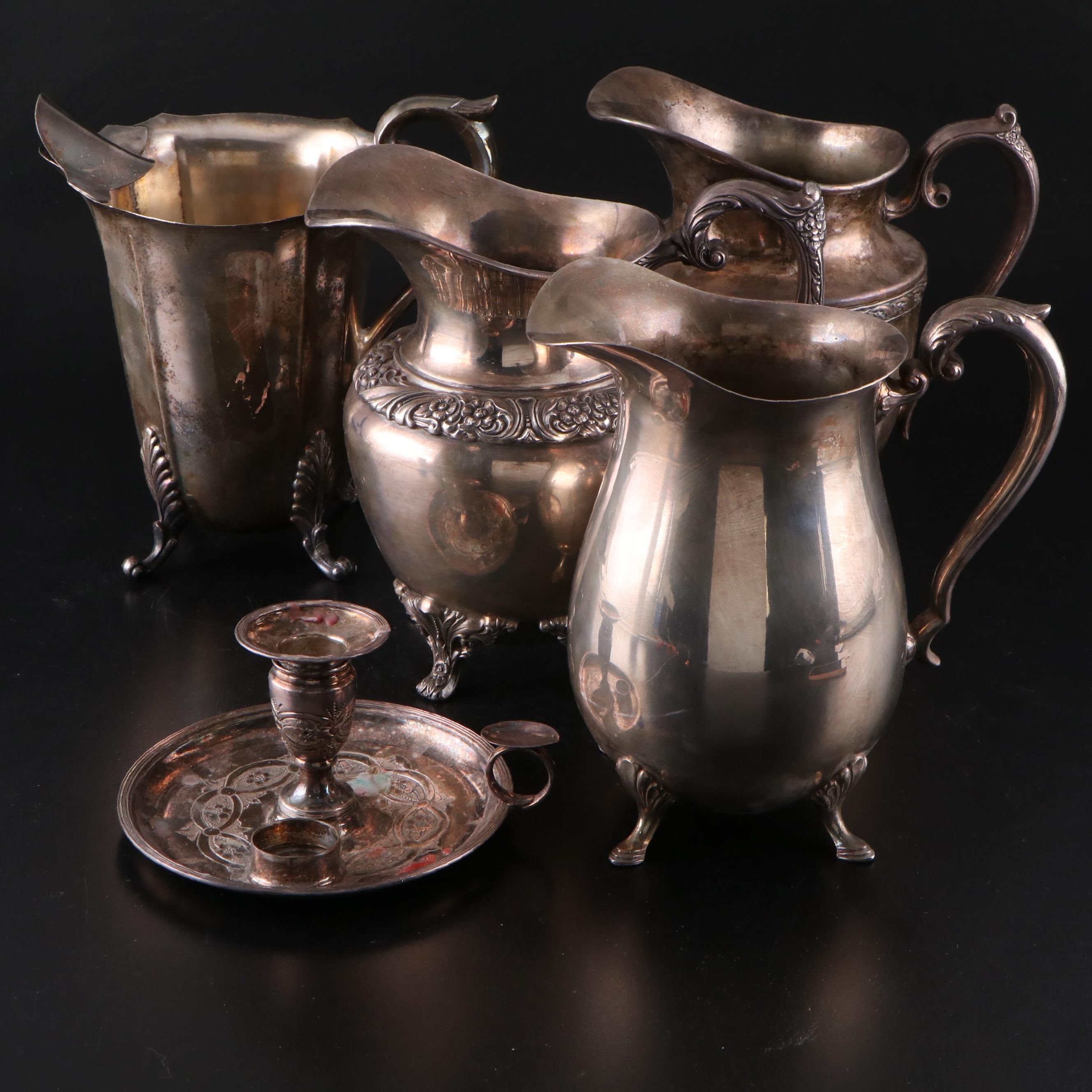 Wm Rogers & Sons Silver Plate Pitcher with Other Silver Plate Pitchers and More