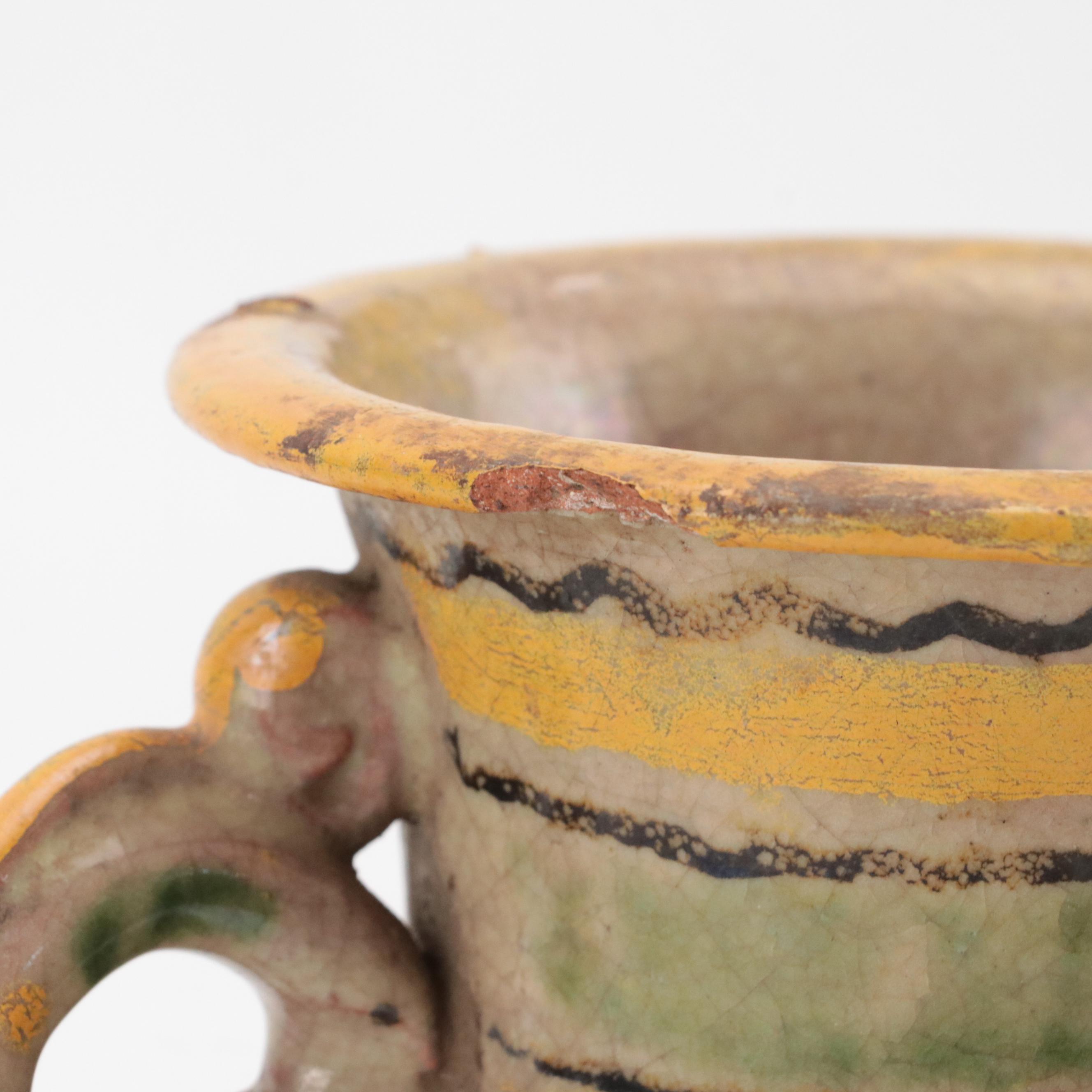 Hand-Painted Majolica Pottery Jugs and Quatrefoil Bowl